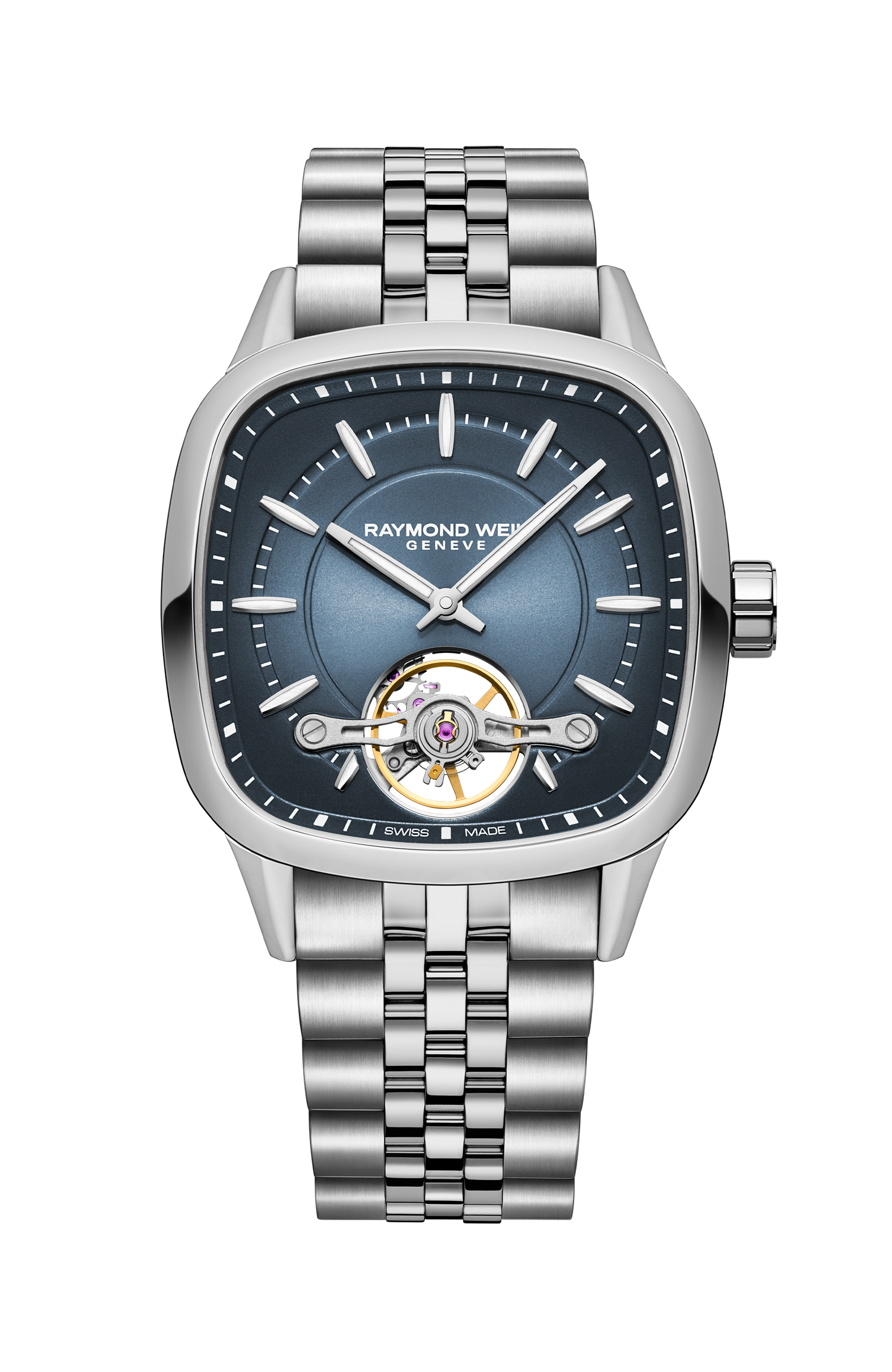 Freelancer Calibre RW1212 Men’s Automatic Blue Steel Cushion Shape Watch, 40 x 40 mm