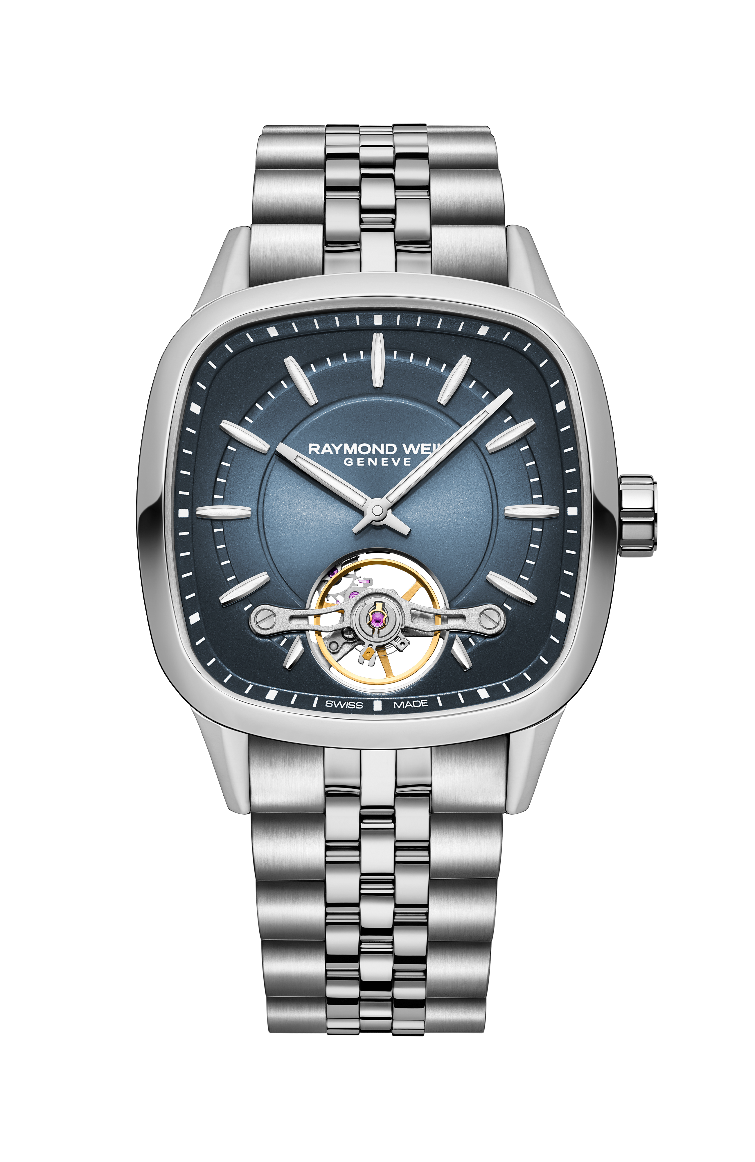 Freelancer Calibre RW1212 Men’s Automatic Blue Steel Cushion Shape Watch, 40 x 40 mm