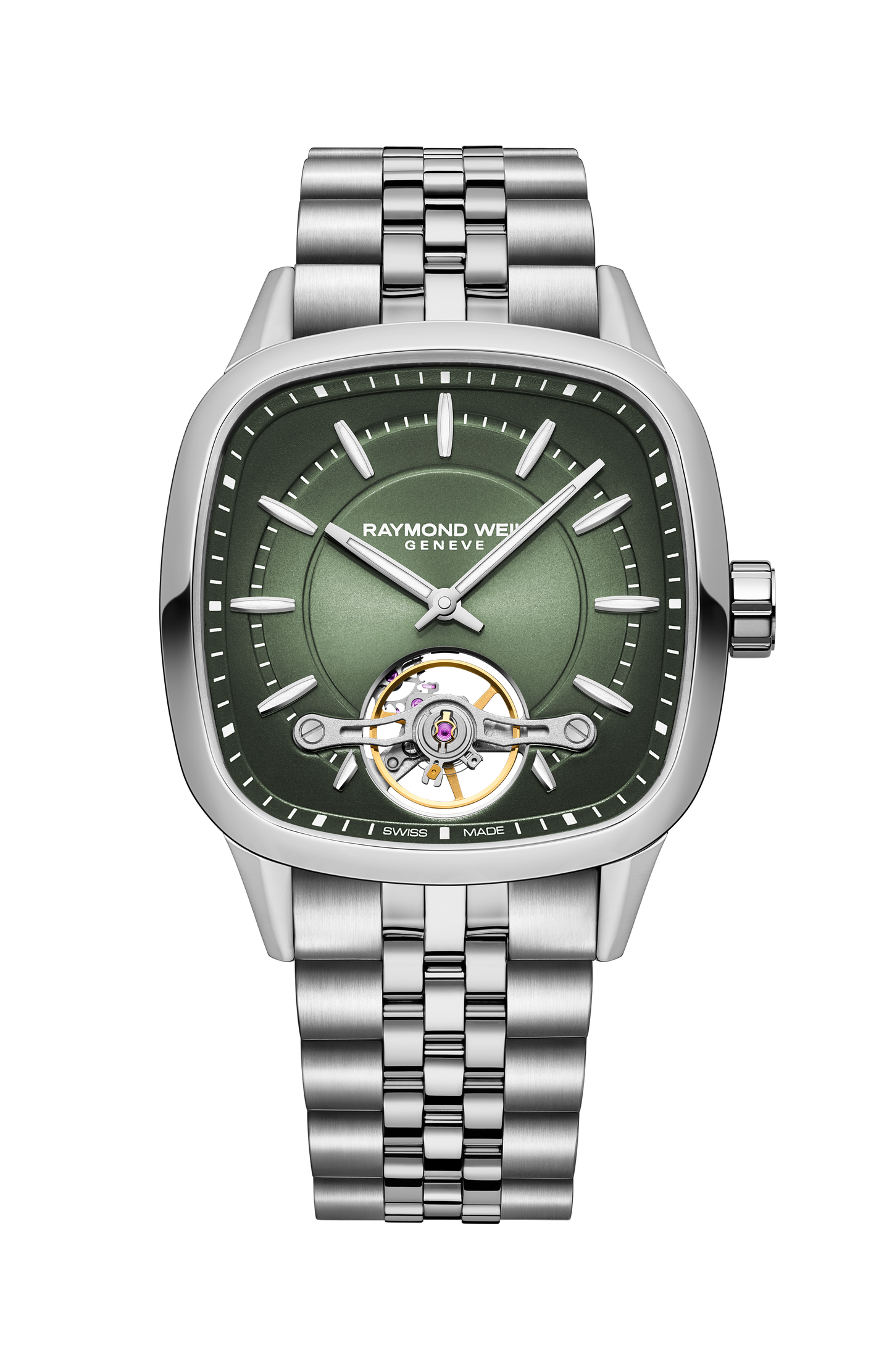 Freelancer Calibre RW1212 Men’s Automatic Green Steel Cushion Shape Watch, 40 x 40 mm