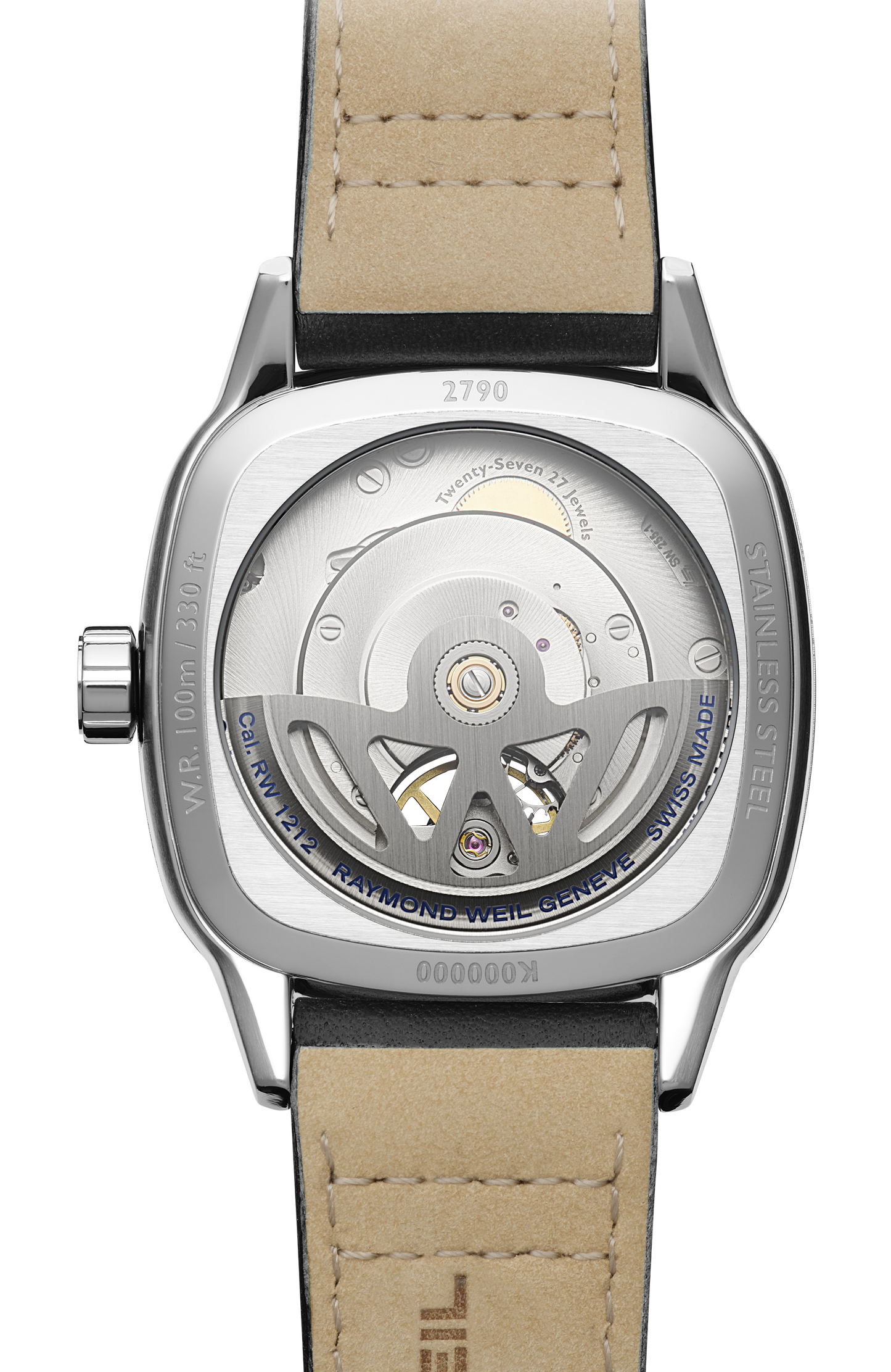 Freelancer Calibre RW1212 Men’s Automatic Black Leather Strap Cushion Shape Watch, 40 x 40 mm
