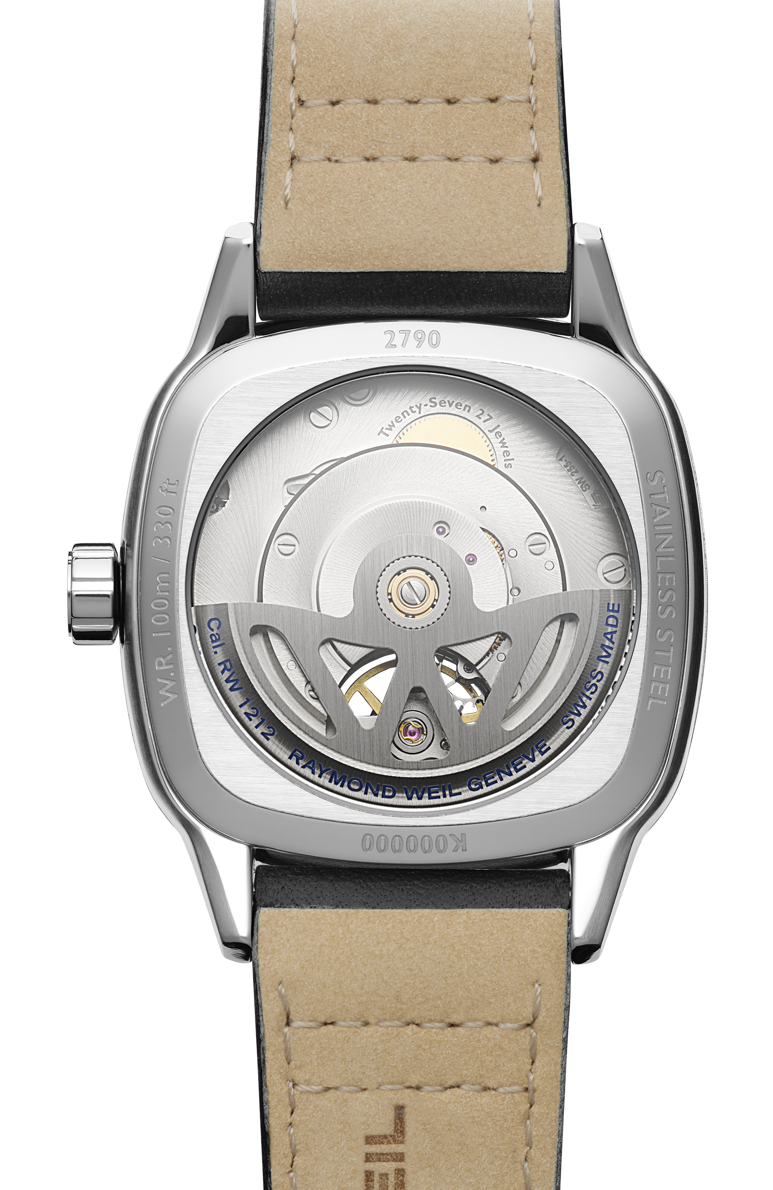 Freelancer Calibre RW1212 Men’s Automatic Black Leather Strap Cushion Shape Watch, 40 x 40 mm