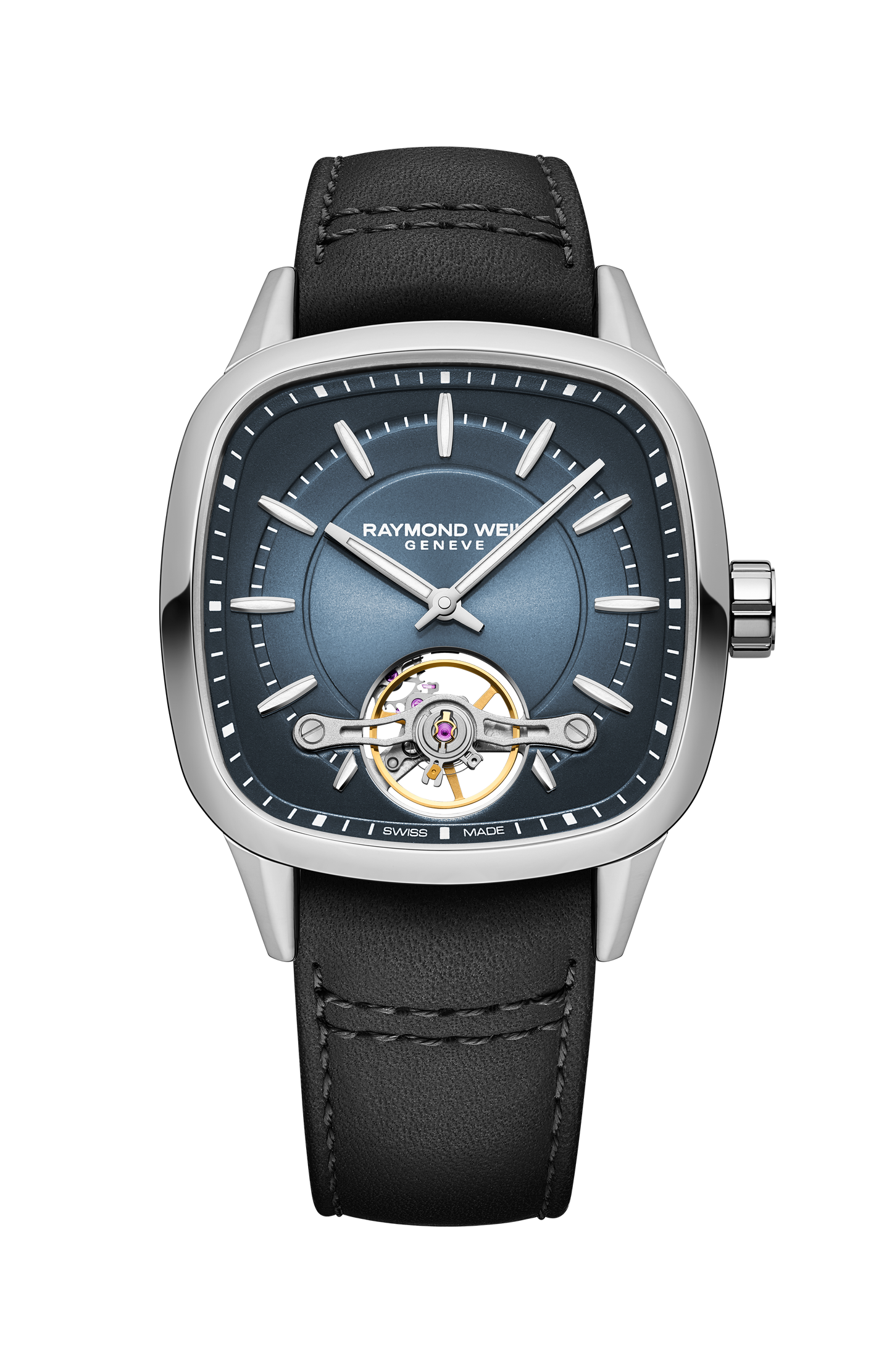 Freelancer Calibre RW1212 Men’s Automatic Black Leather Strap Cushion Shape Watch, 40 x 40 mm