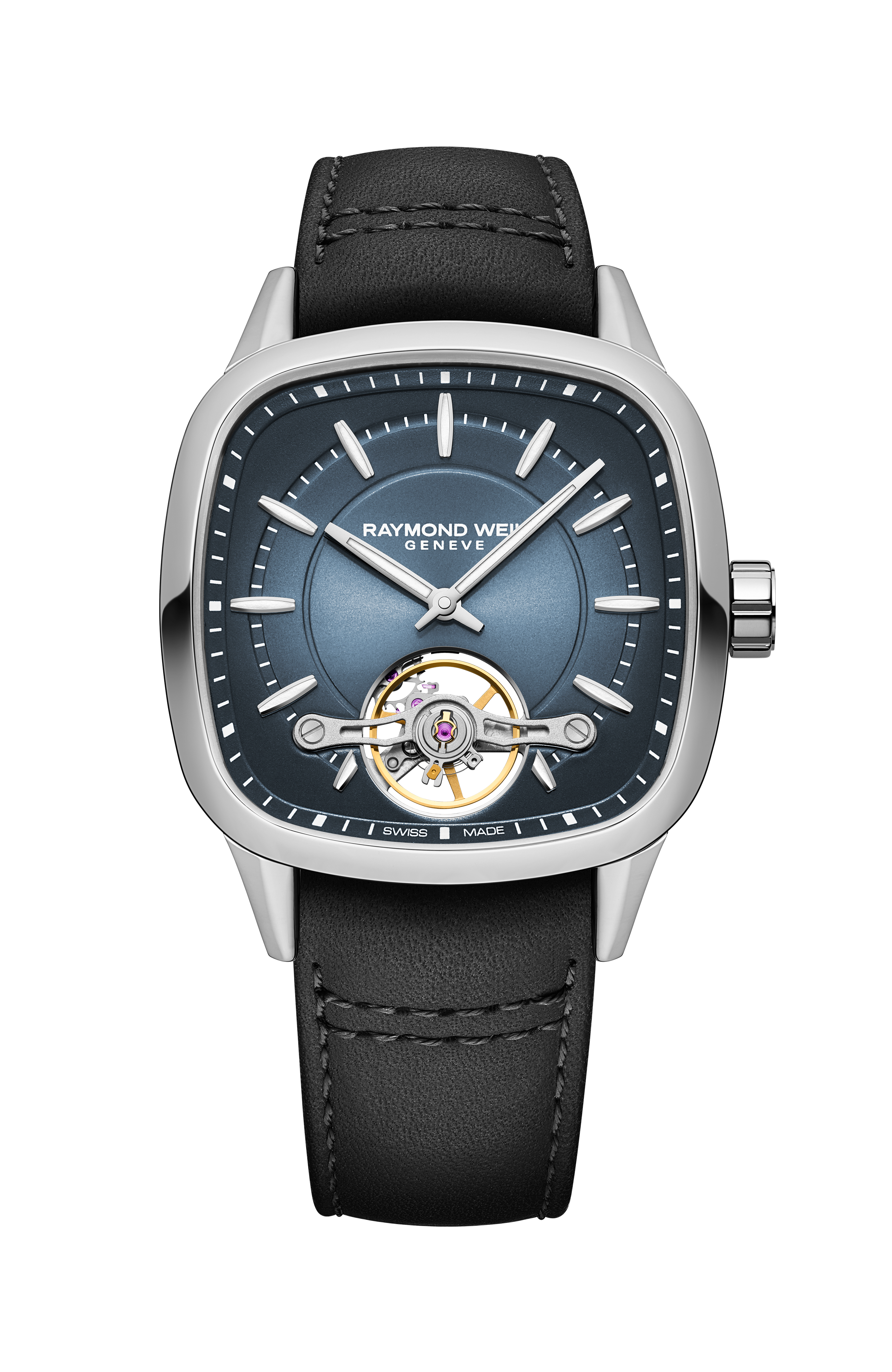 Freelancer Calibre RW1212 Men’s Automatic Black Leather Strap Cushion Shape Watch, 40 x 40 mm