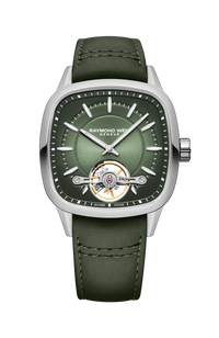 Freelancer Calibre RW1212 Men’s Automatic Green Leather Strap Cushion Shape Watch, 40 x 40 mm