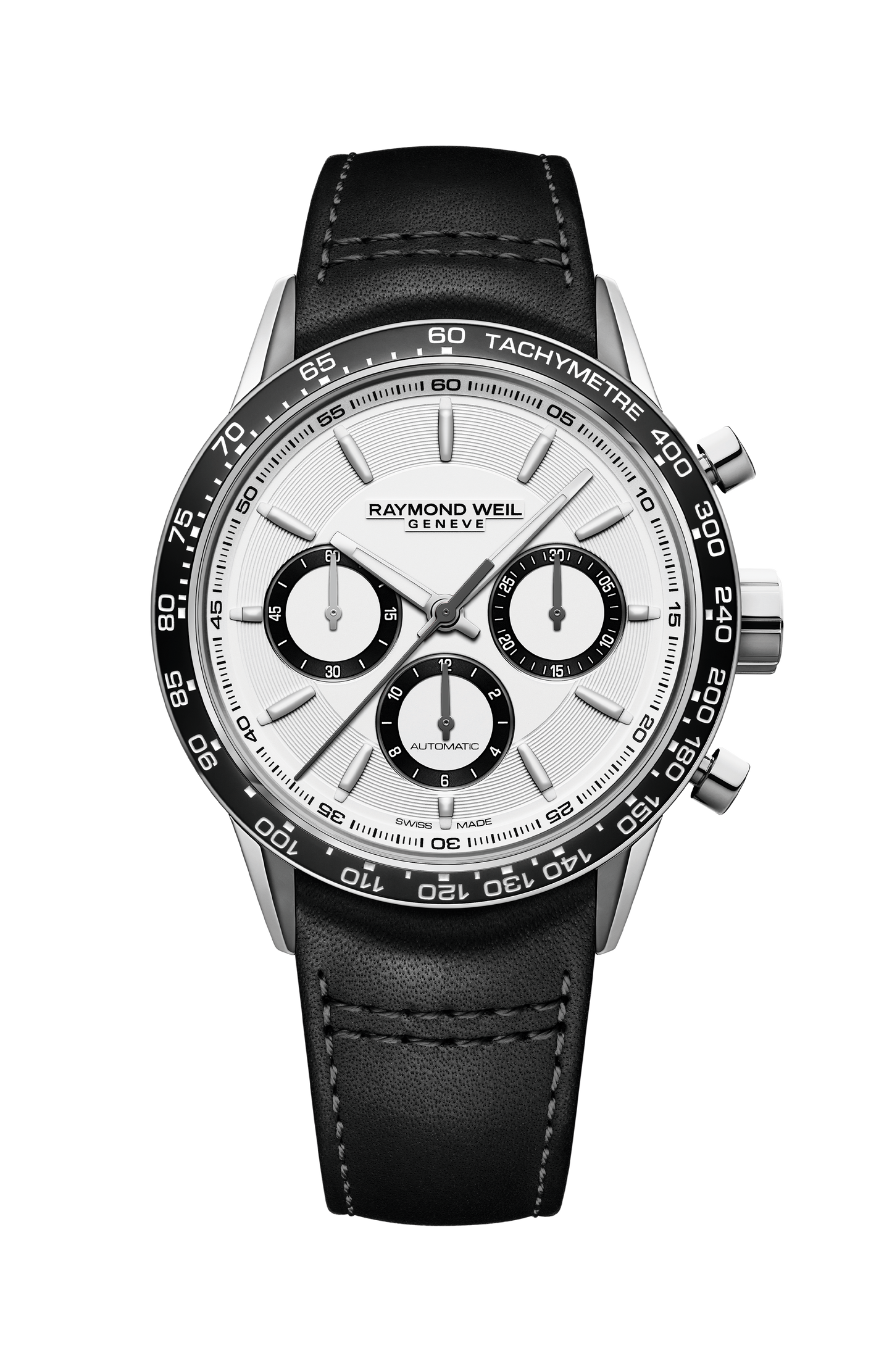 Freelancer Men's Automatic Chronograph Black Leather Watch, 43 mm