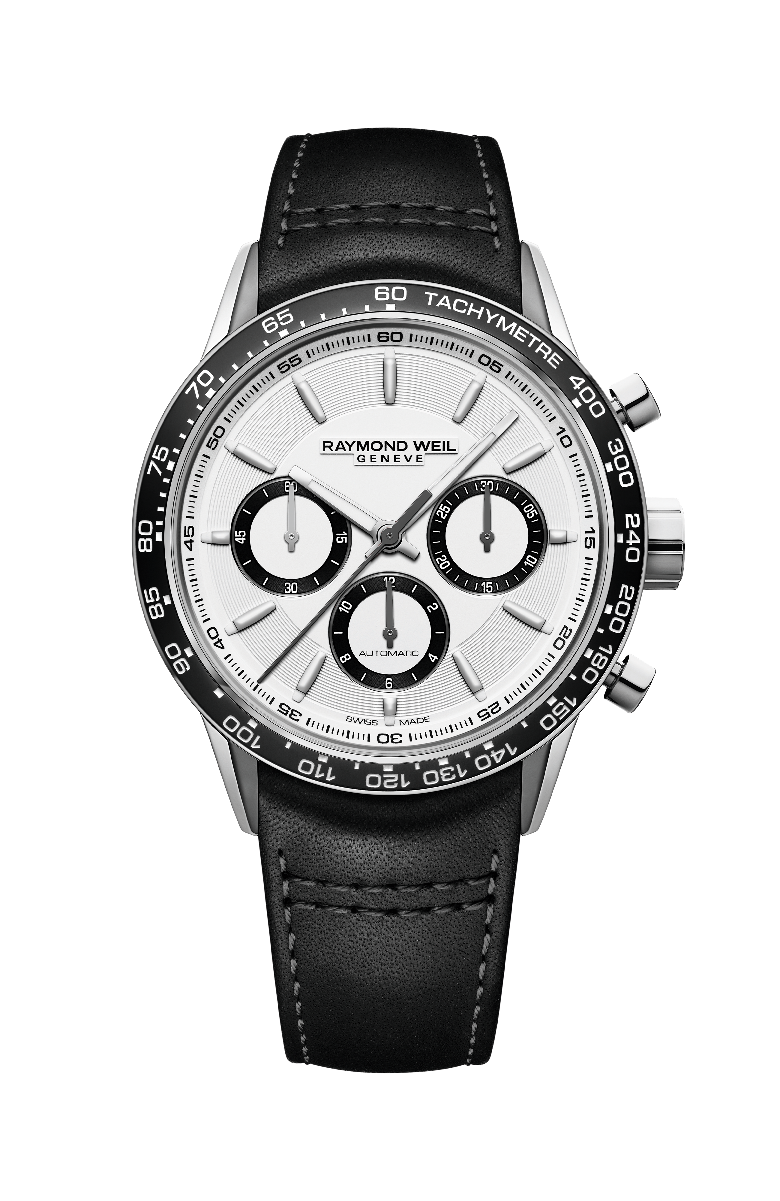 Freelancer Men's Automatic Chronograph Black Leather Watch, 43 mm