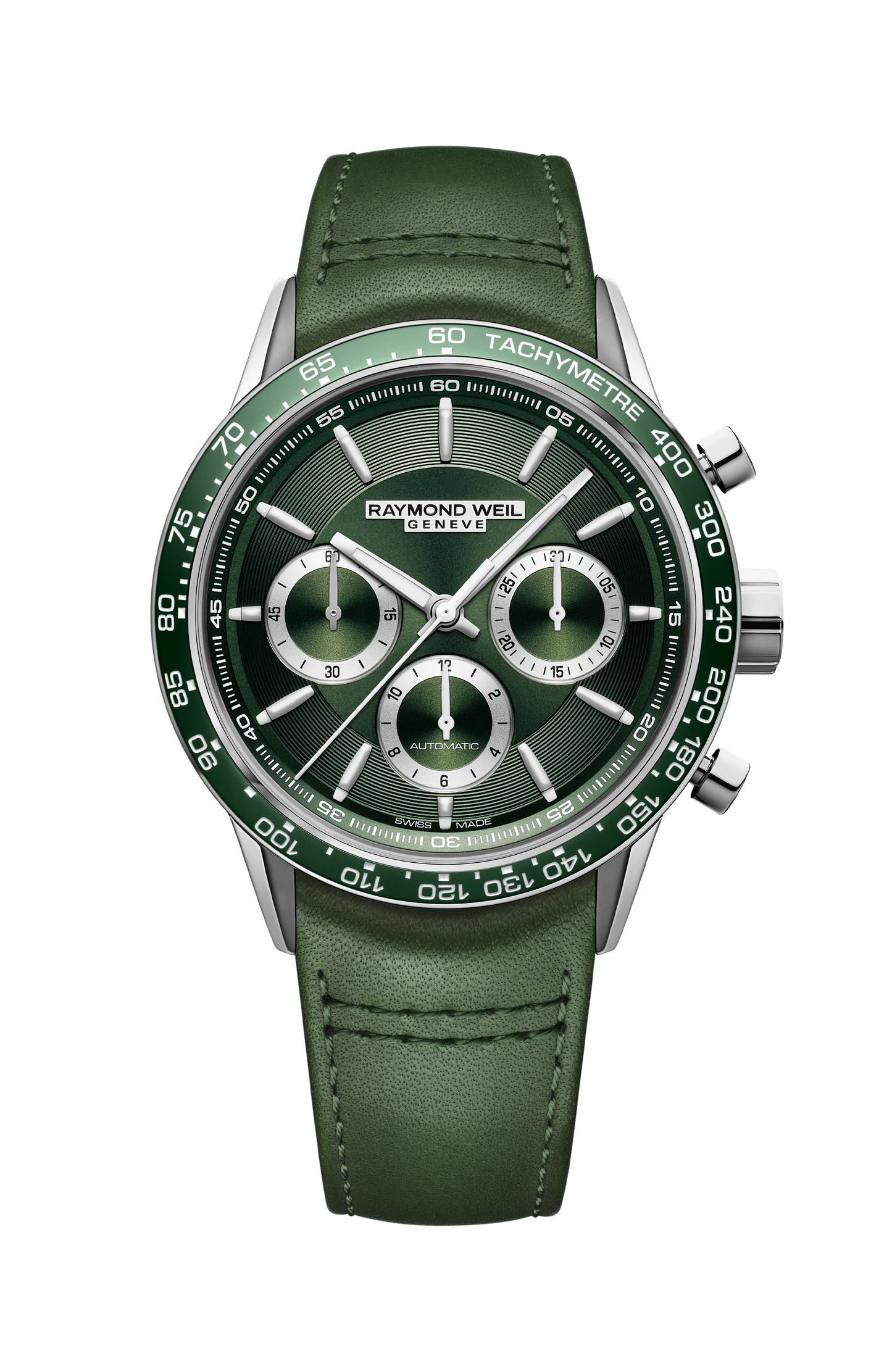 Freelancer Men's Automatic Chronograph Green Leather Watch, 43 mm
