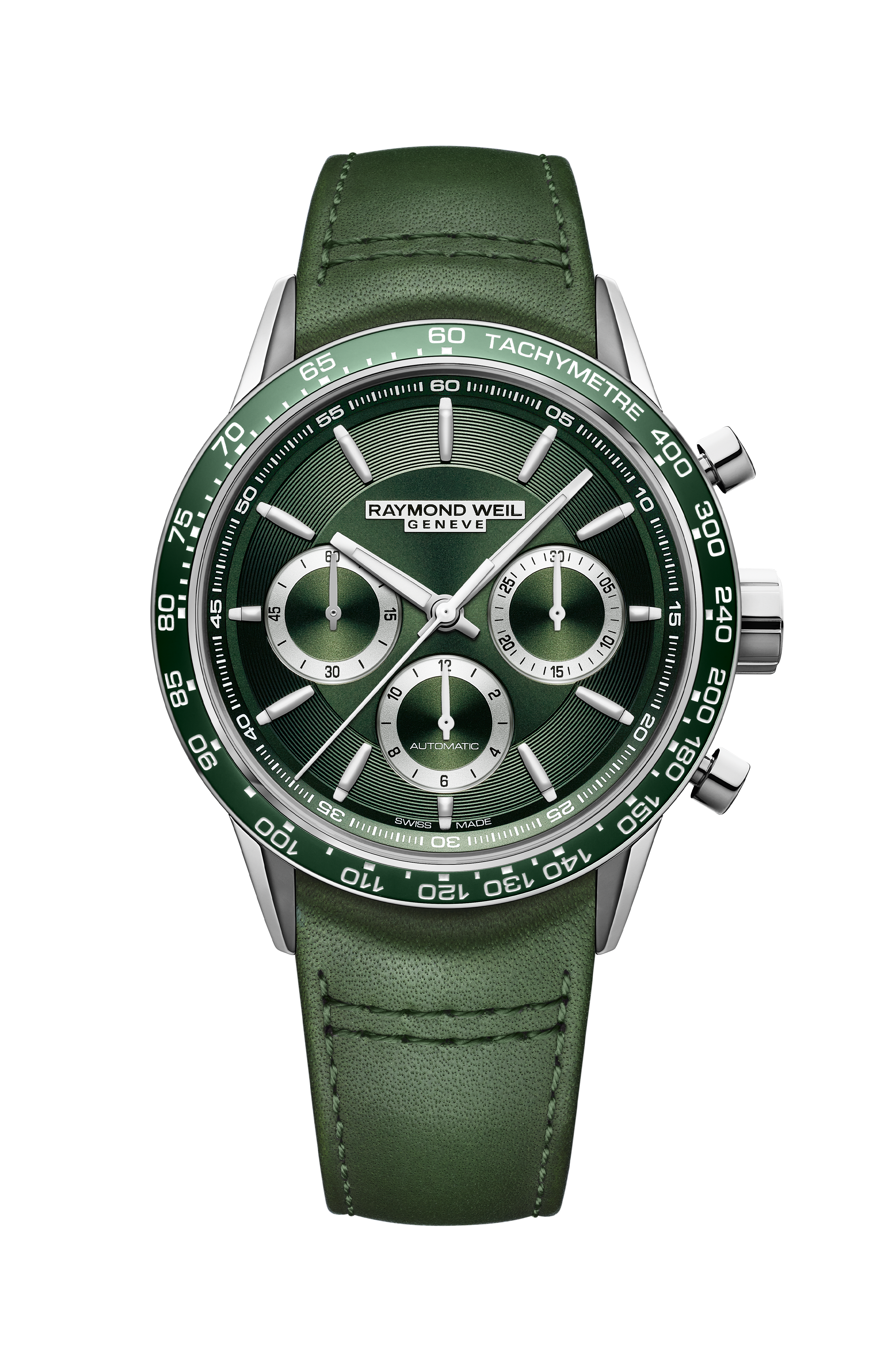 Freelancer Men's Automatic Chronograph Green Leather Watch, 43 mm