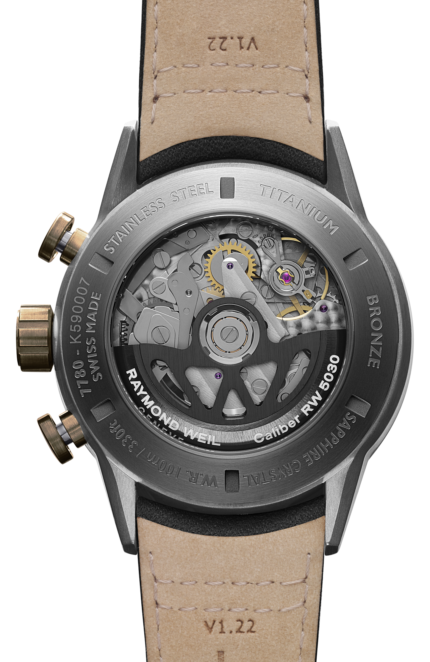 Freelancer Men's Automatic Chronograph Bi-compax Bronze and Titanium Leather Watch, 43 mm