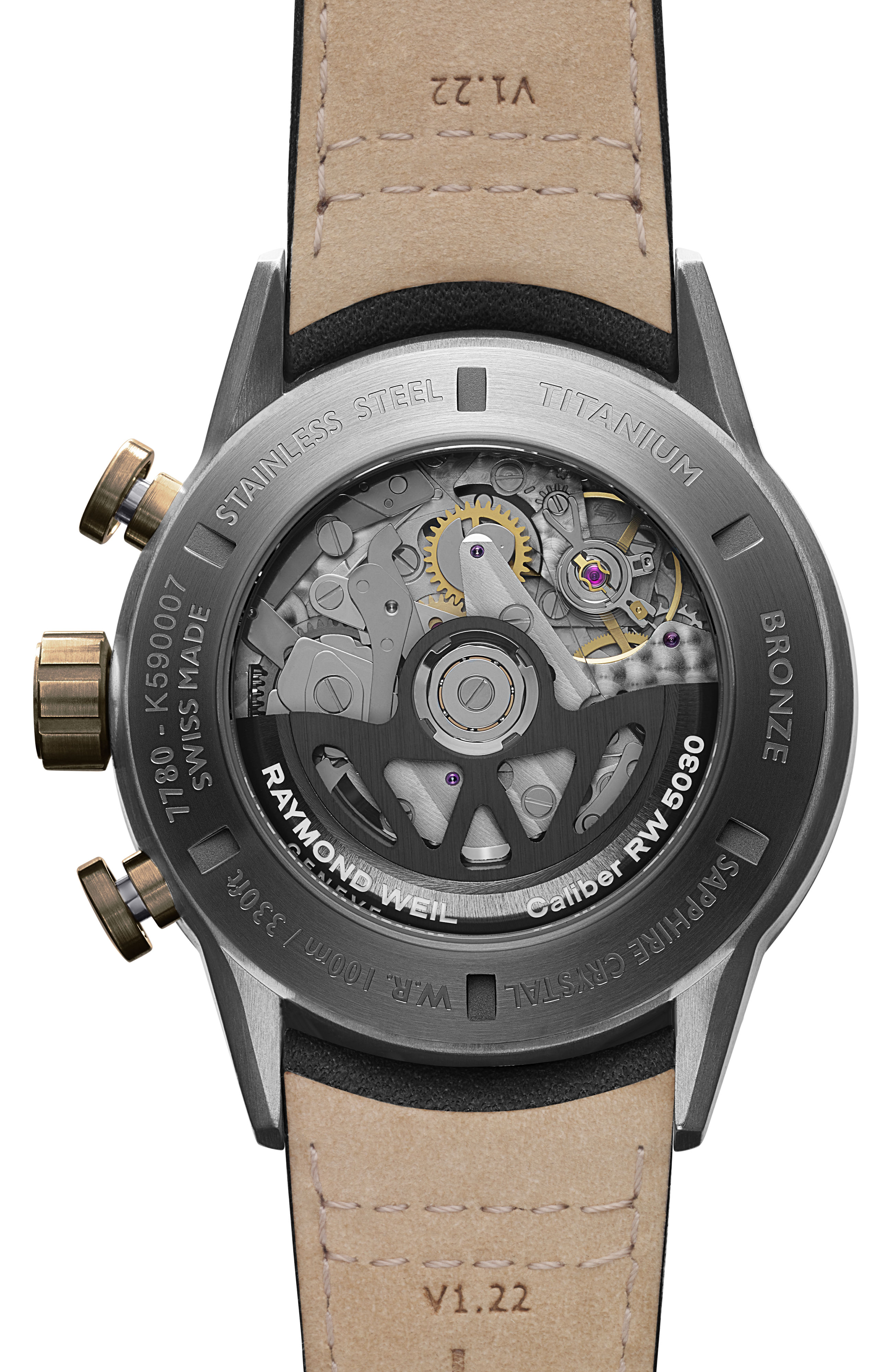 Freelancer Men's Automatic Chronograph Bi-compax Bronze and Titanium Leather Watch, 43 mm