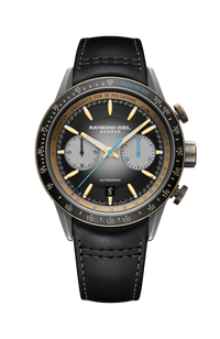 Freelancer Men's Automatic Chronograph Bi-compax Bronze and Titanium Leather Watch, 43 mm