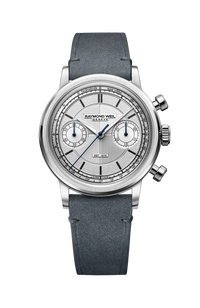 Montre Millesime 'The Fifty' chronographe bi-compax et cadran argent, 37 mm