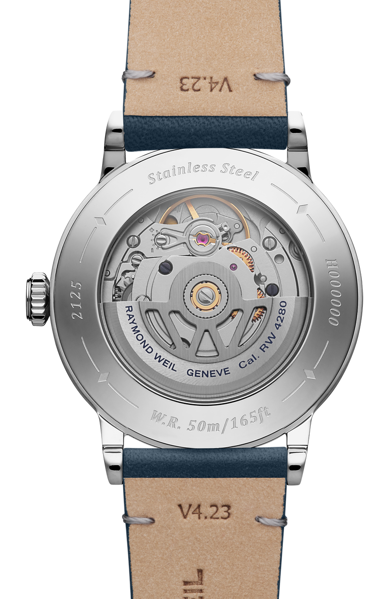 Montre Millesime automatique cadran bleu denim et diamants, 35 mm