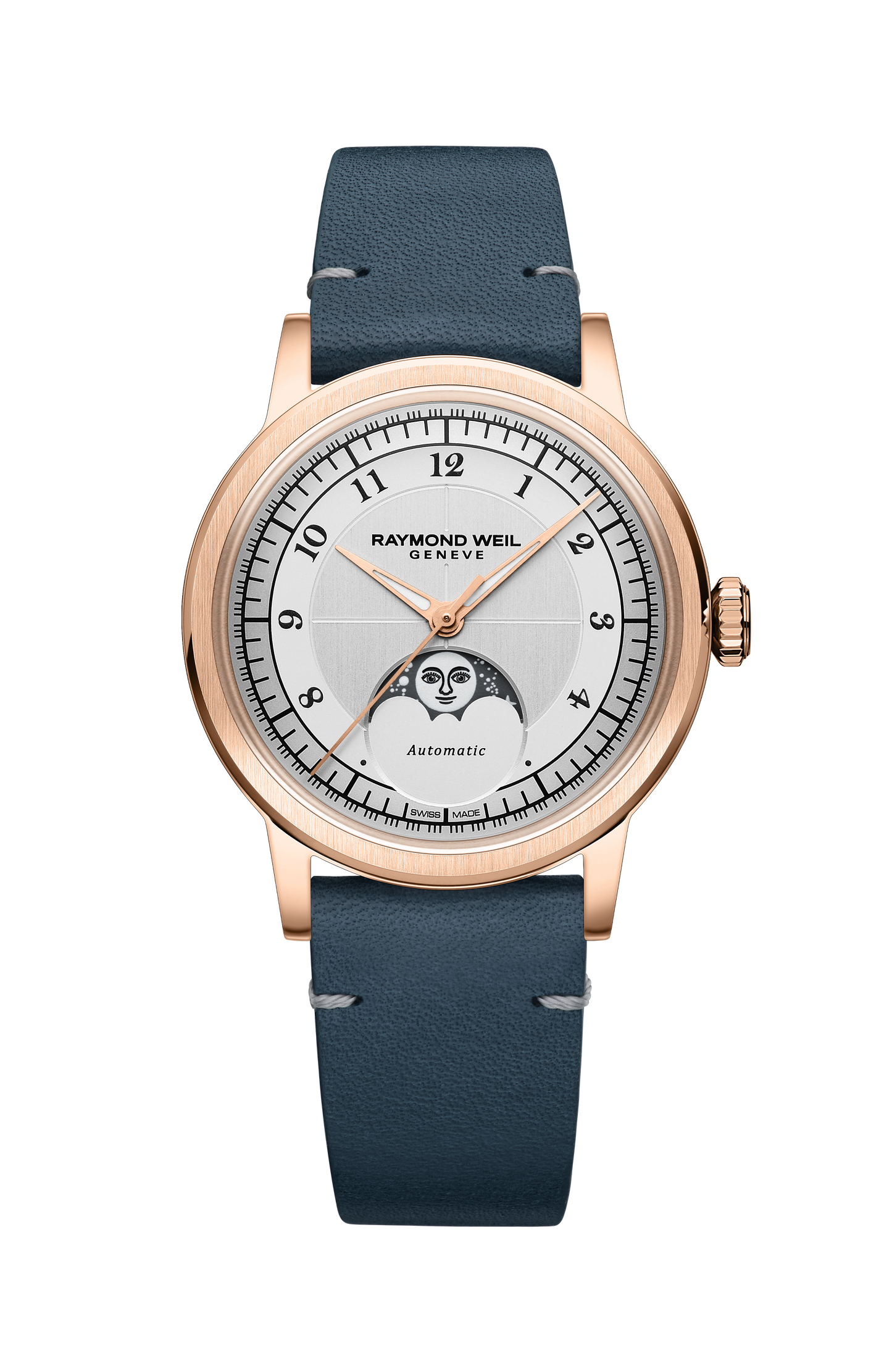 Millesime Automatic Moon Phase Silver Dial Watch, 35 mm