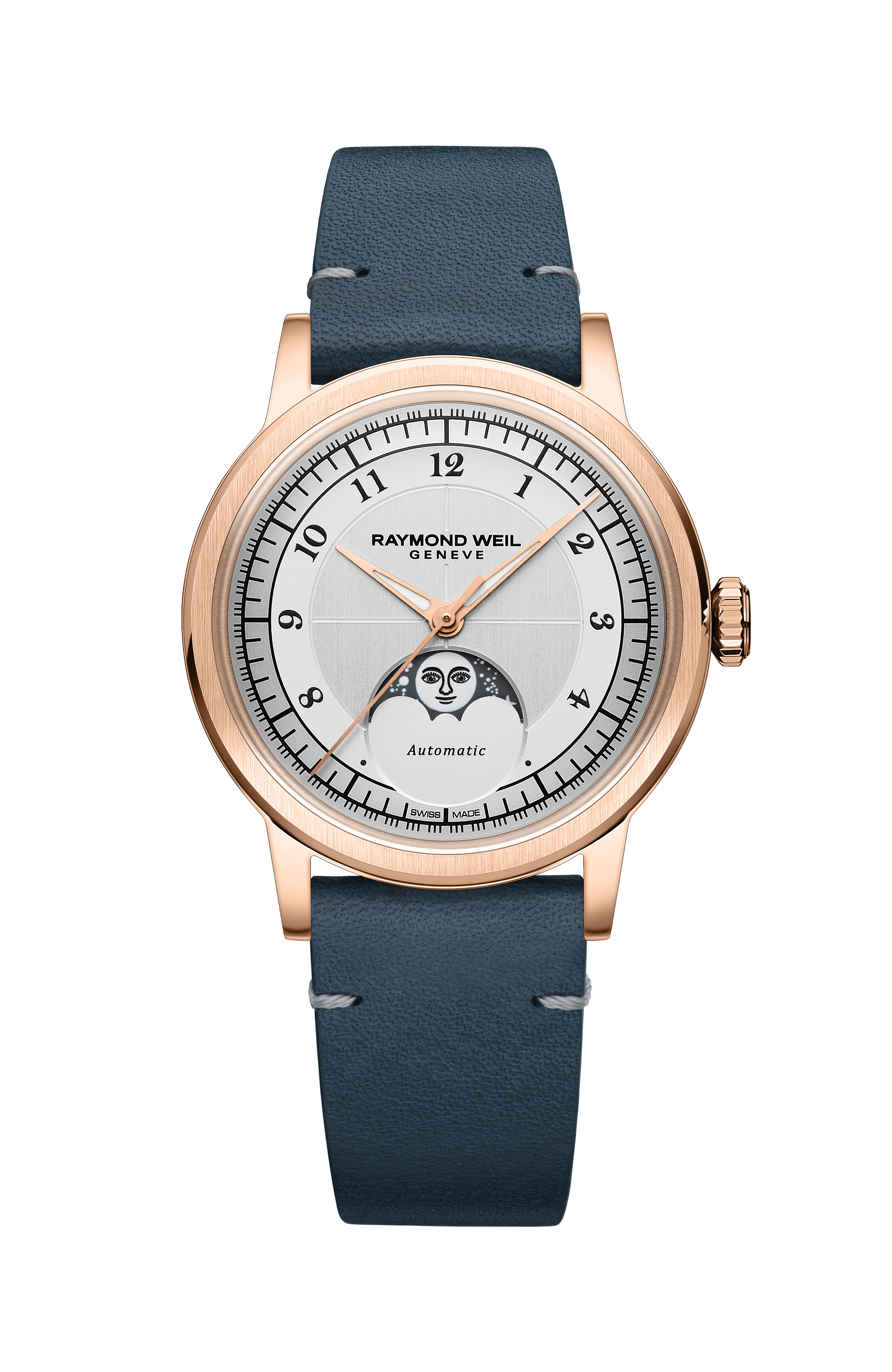 Millesime Automatic Moon Phase Silver Dial Watch, 35 mm