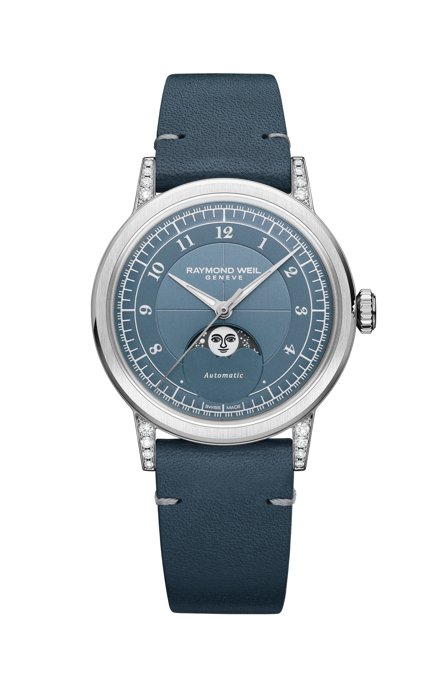 Millesime Automatic Moon Phase Denim Blue Dial Watch, 35 mm