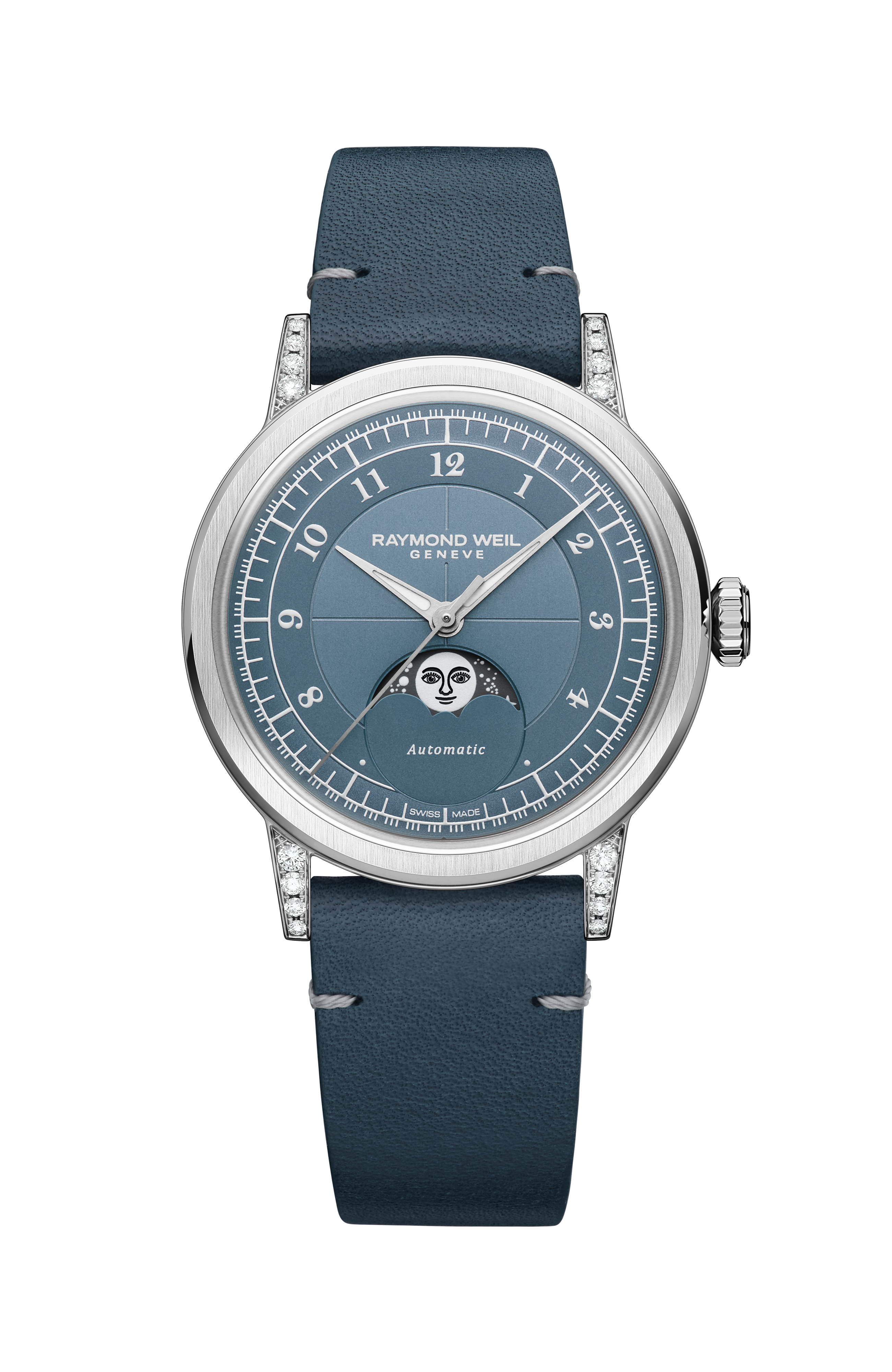 Millesime Automatic Moon Phase Denim Blue Dial Watch, 35 mm