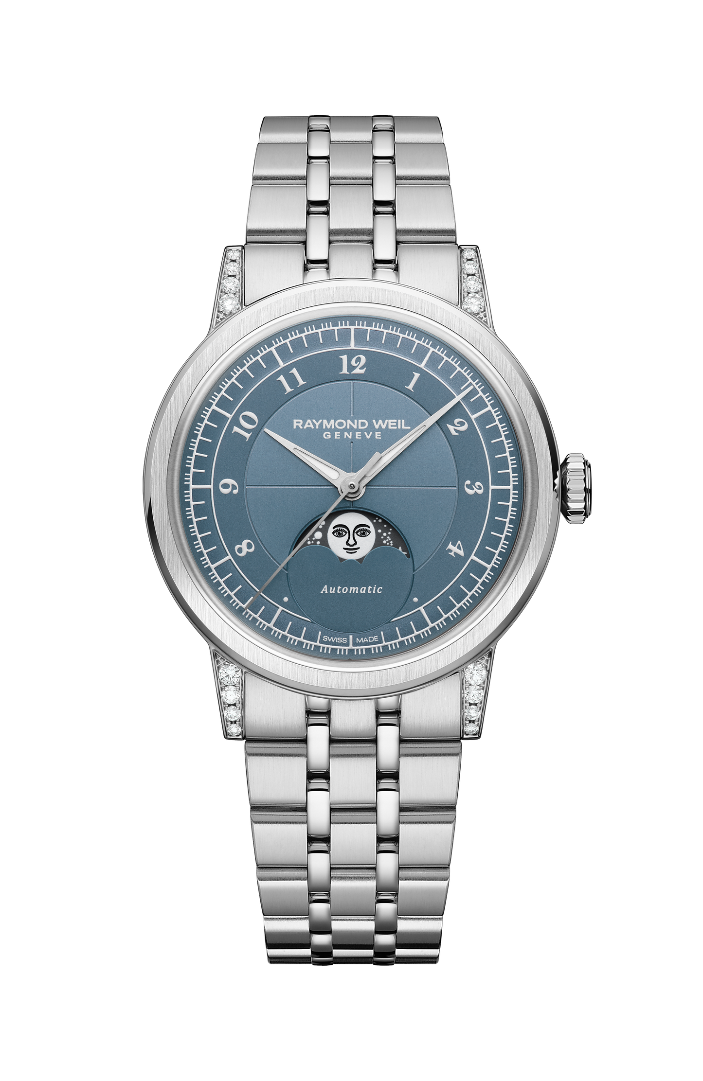 Millesime Automatic Moon Phase Denim Blue Dial Watch, 35 mm