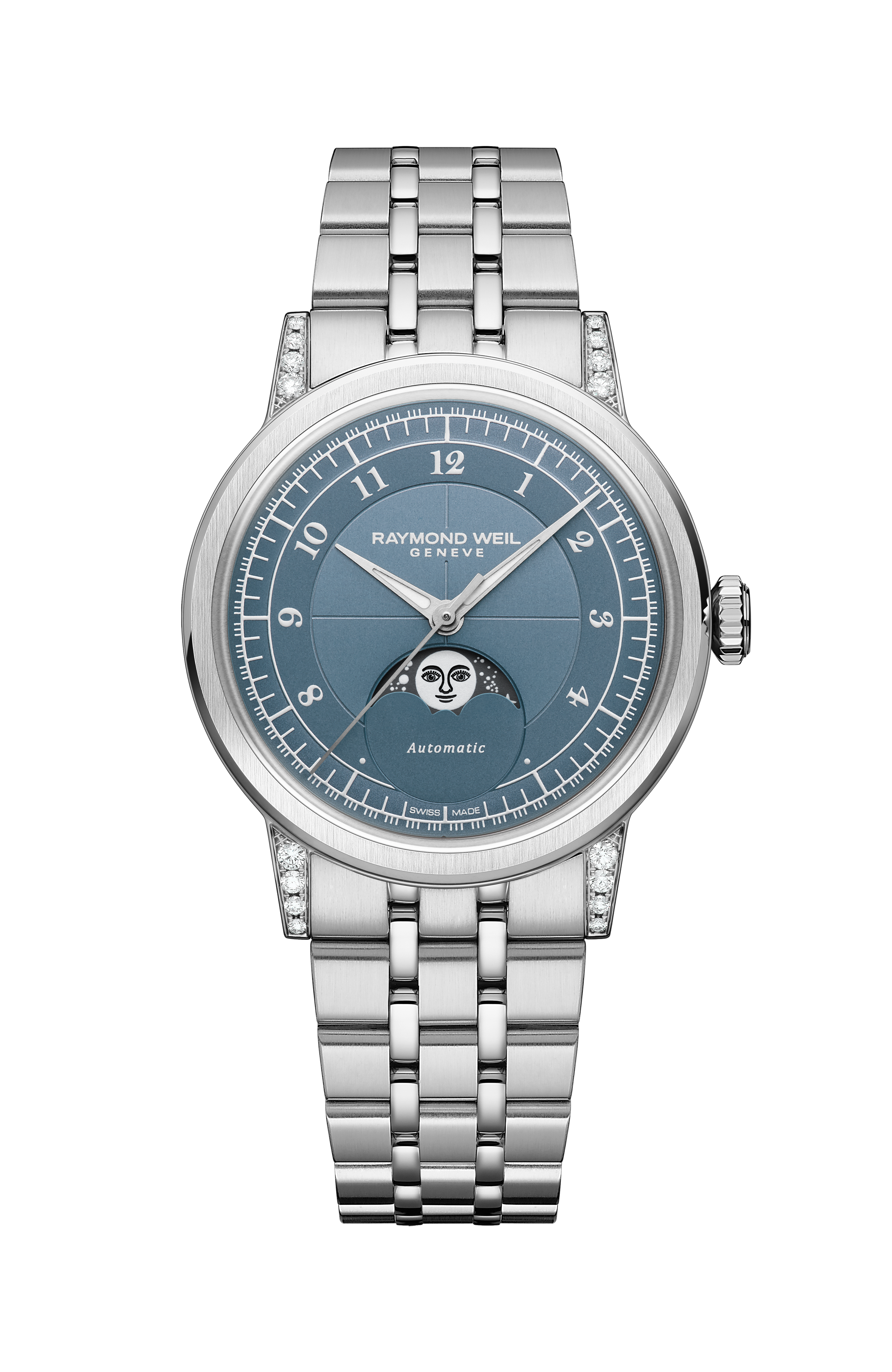 Millesime Automatic Moon Phase Denim Blue Dial Watch, 35 mm
