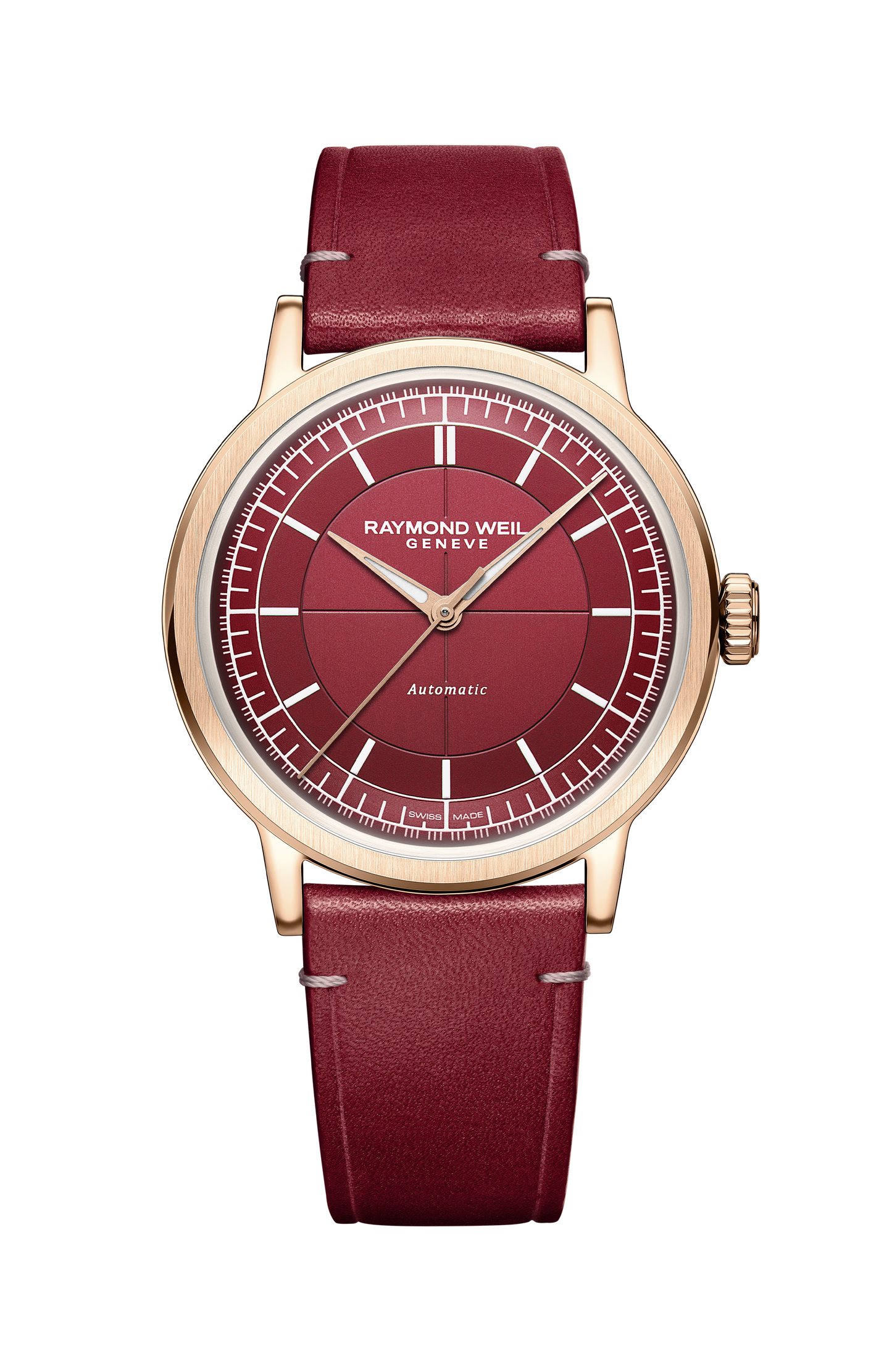 Millesime Automatic Central Seconds Red Grape Dial Watch, 39 mm