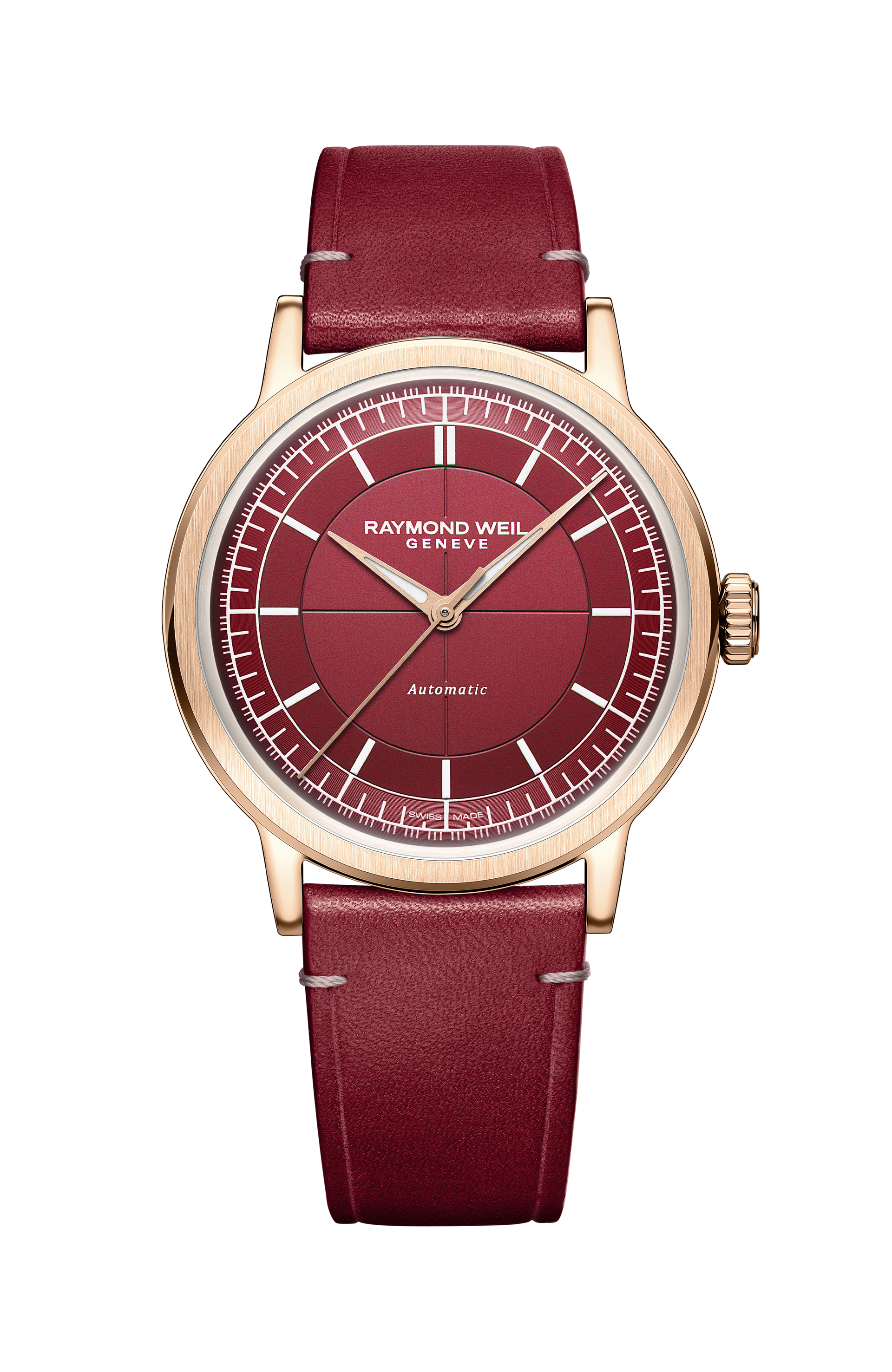 Men's Automatic Central Seconds Red Grape Dial Watch - Millesime