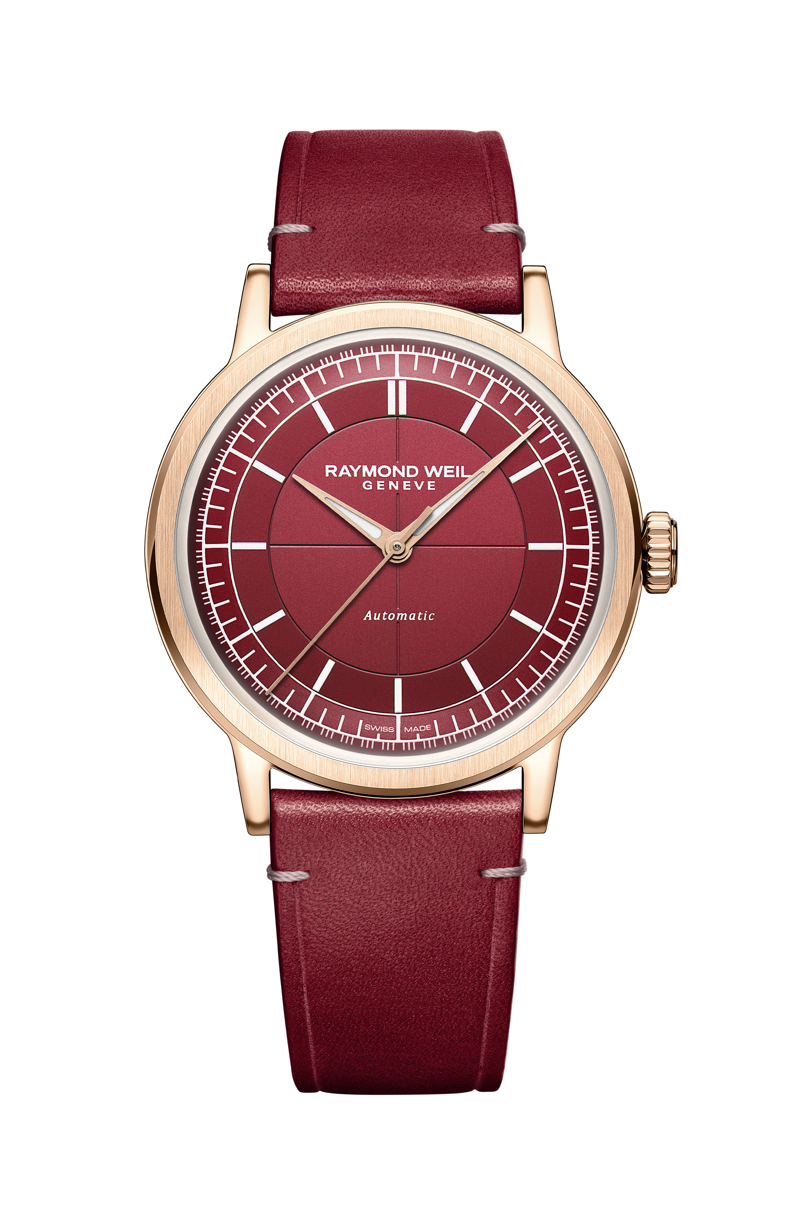 Millesime Automatic Central Seconds Red Grape Dial Watch, 39 mm