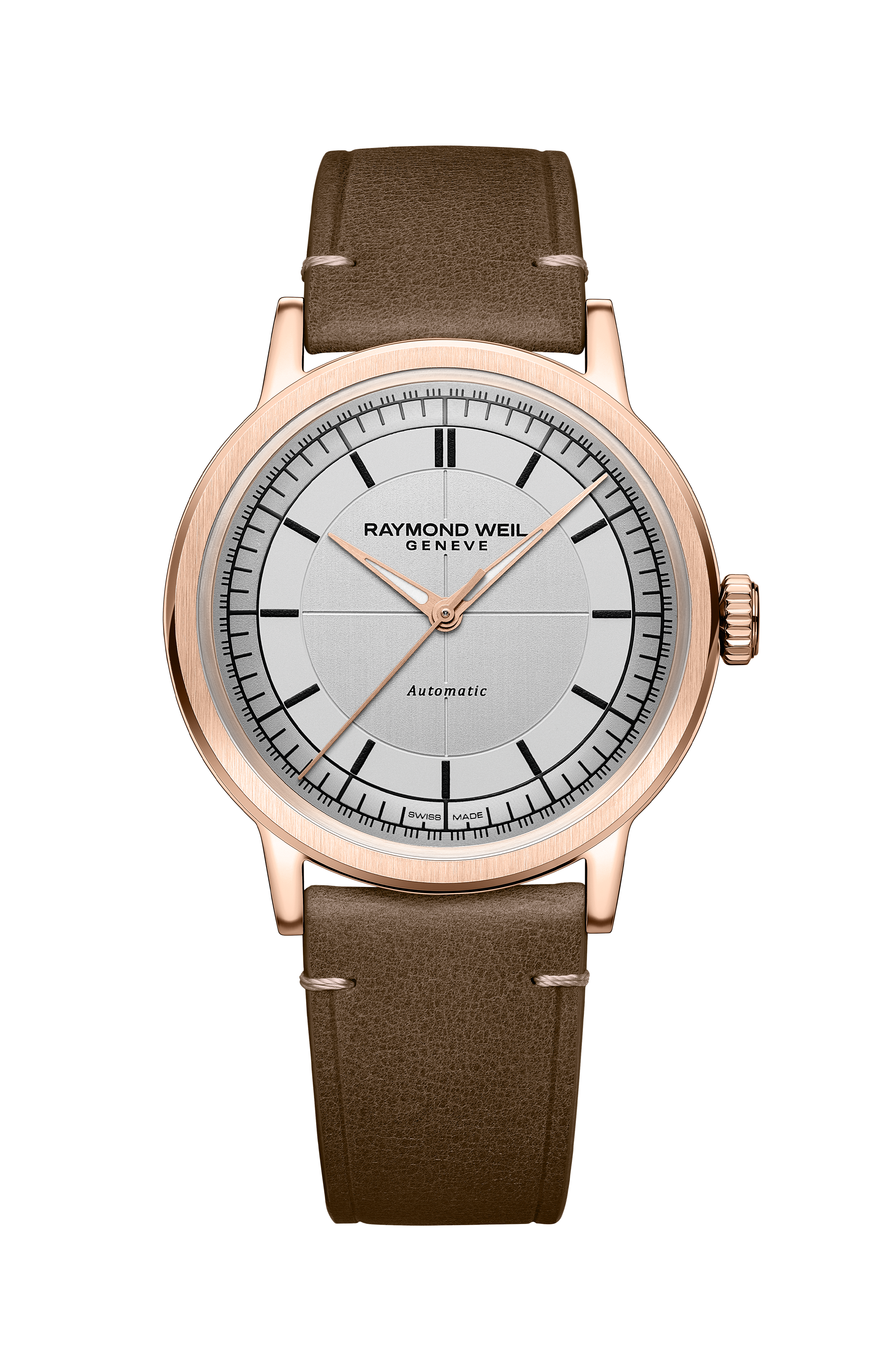 Millesime Men's Automatic Brown Leather Strap Watch, 39 mm