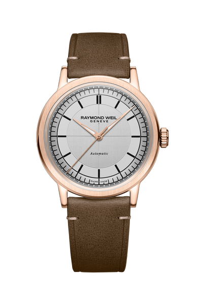 Men's Automatic Brown Leather Strap Watch - Millesime | RAYMOND WEIL