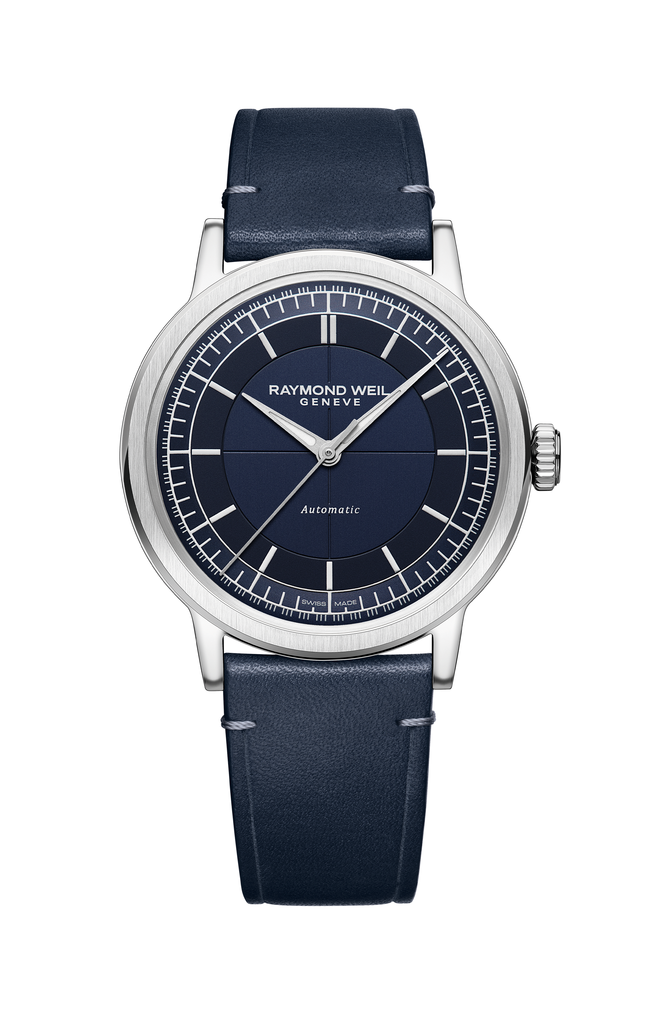 Millesime Men's Automatic Blue Leather Strap Watch, 39 mm