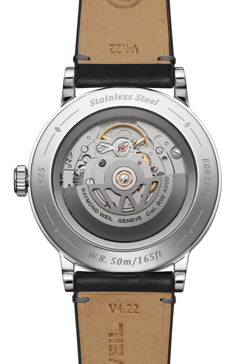 Montre Millesime automatique bracelet en cuir noir pour homme, 39 mm