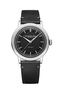 Millesime Men's Automatic Black Leather Strap Watch, 39 mm