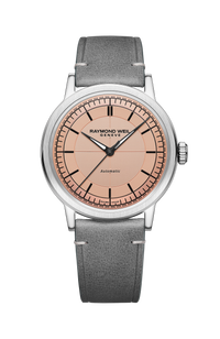 Millesime Men's Automatic Grey Leather Strap Watch, 39 mm