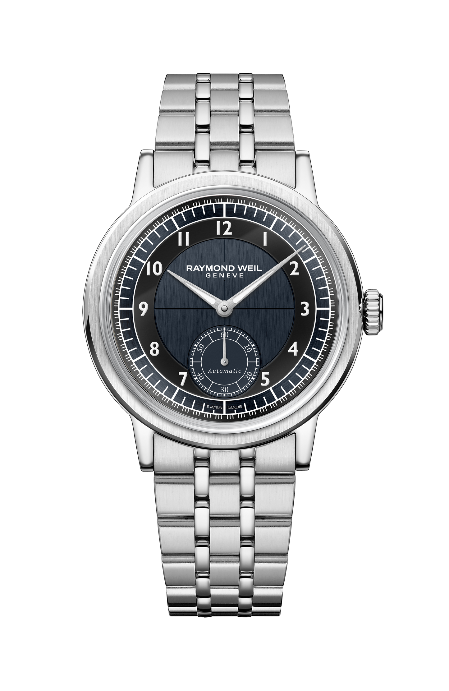 Millesime Men's Automatic Small Seconds Tuxedo Midnight Blue and Black Dial Bracelet Watch, 39 mm