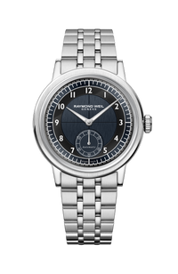 Montre Millesime automatique cadran bleu nuit et noir, petite seconde, bracelet pour homme, 39 mm