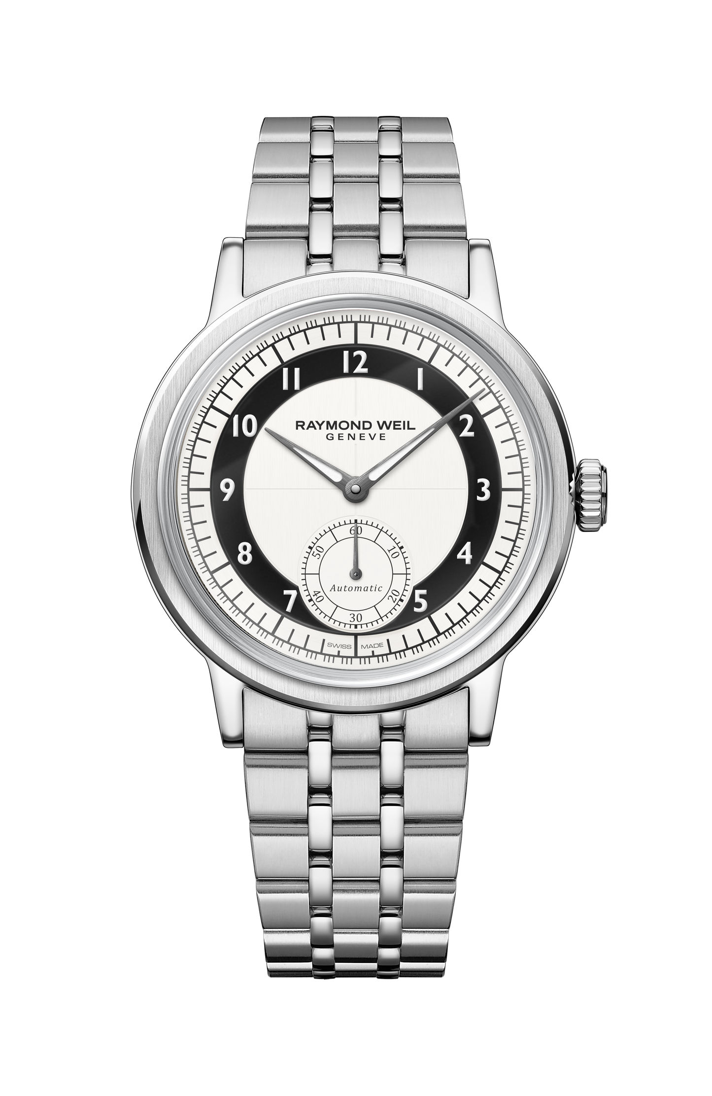 Montre Millesime automatique petite seconde cadran tuxedo noir et blanc pour homme, 39 mm