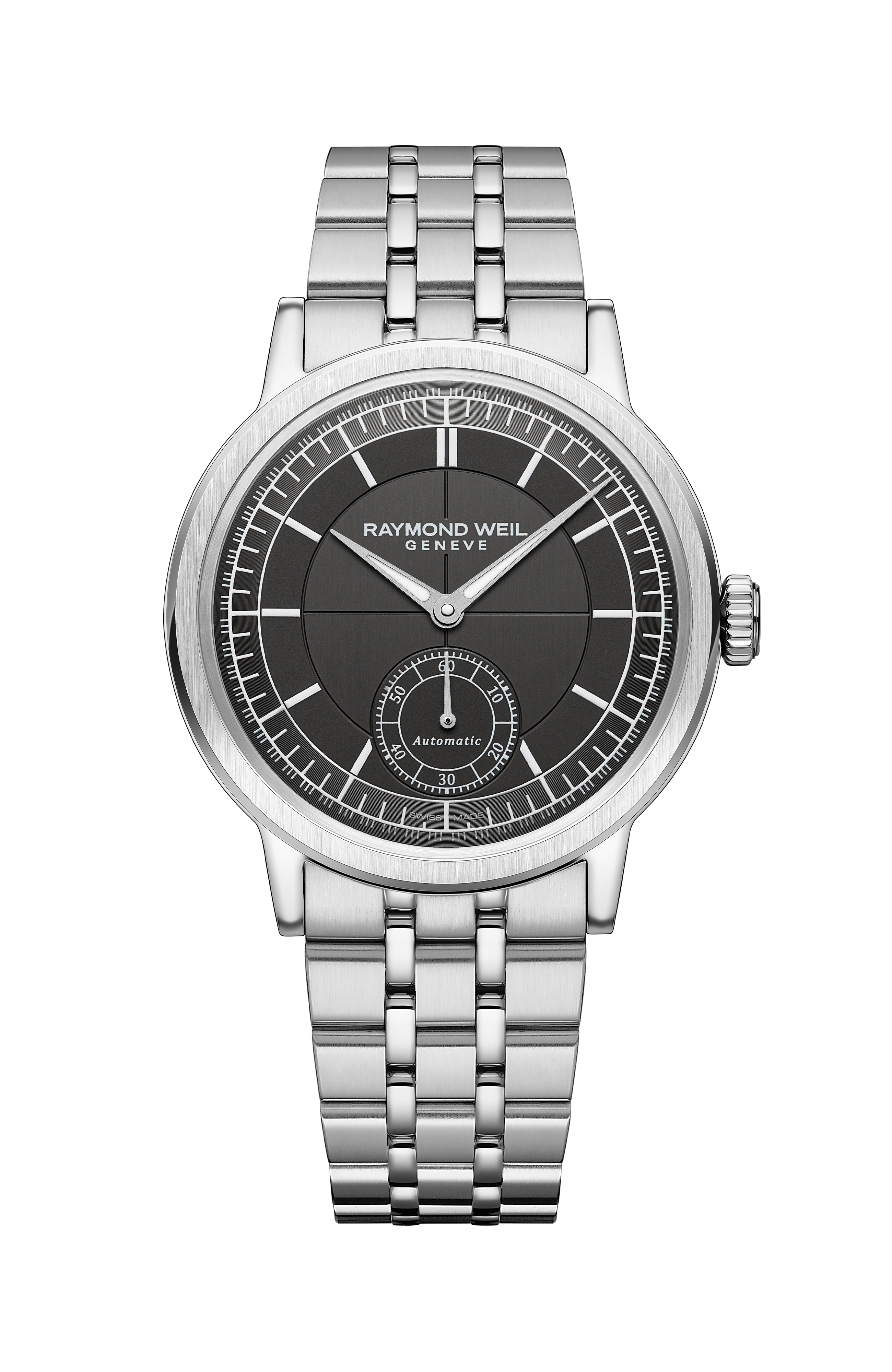 Millesime Men's Automatic Small Seconds Anthracite Sector Dial Bracelet Watch, 39 mm