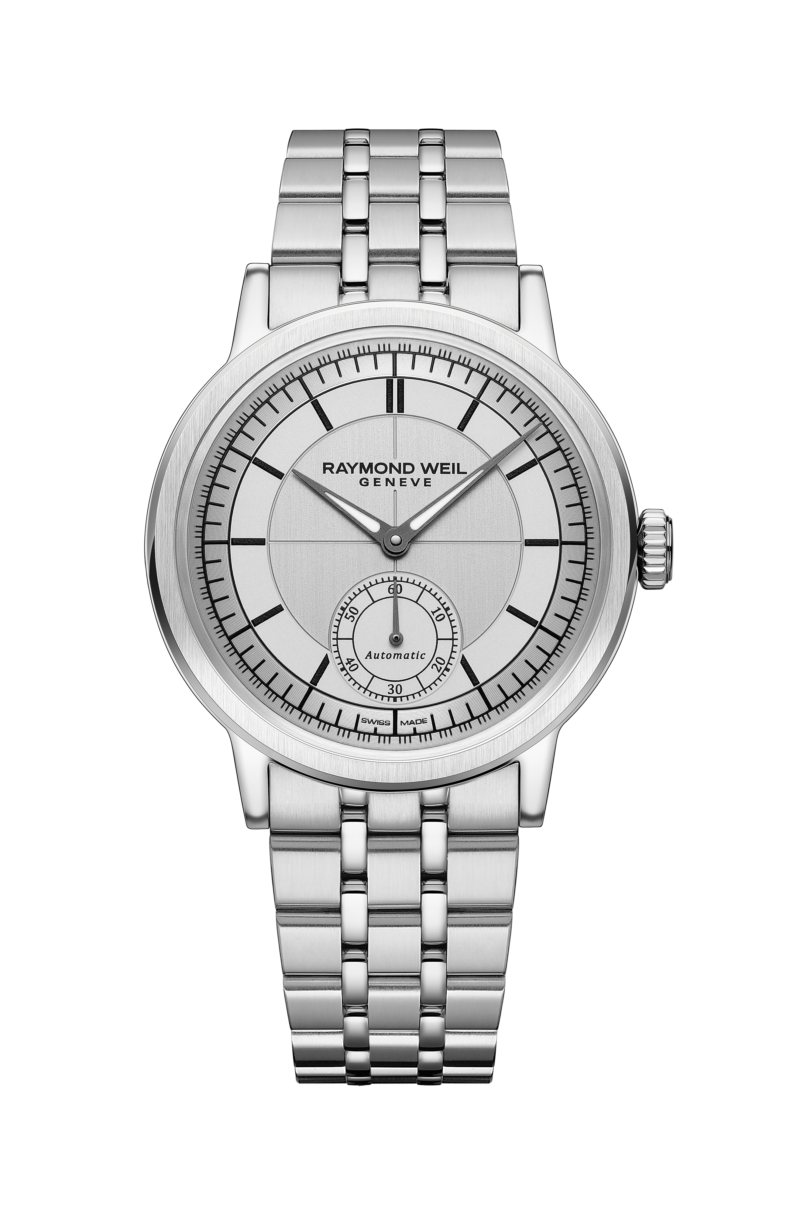 Millesime Men's Automatic Small Seconds Silver Sector Dial Bracelet Watch, 39 mm