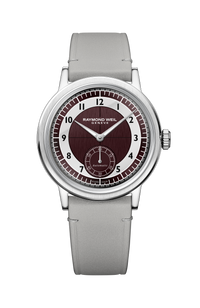 Montre Millesime automatique petite seconde cadran tuxedo lie-de-vin et gris clair pour homme, 39 mm