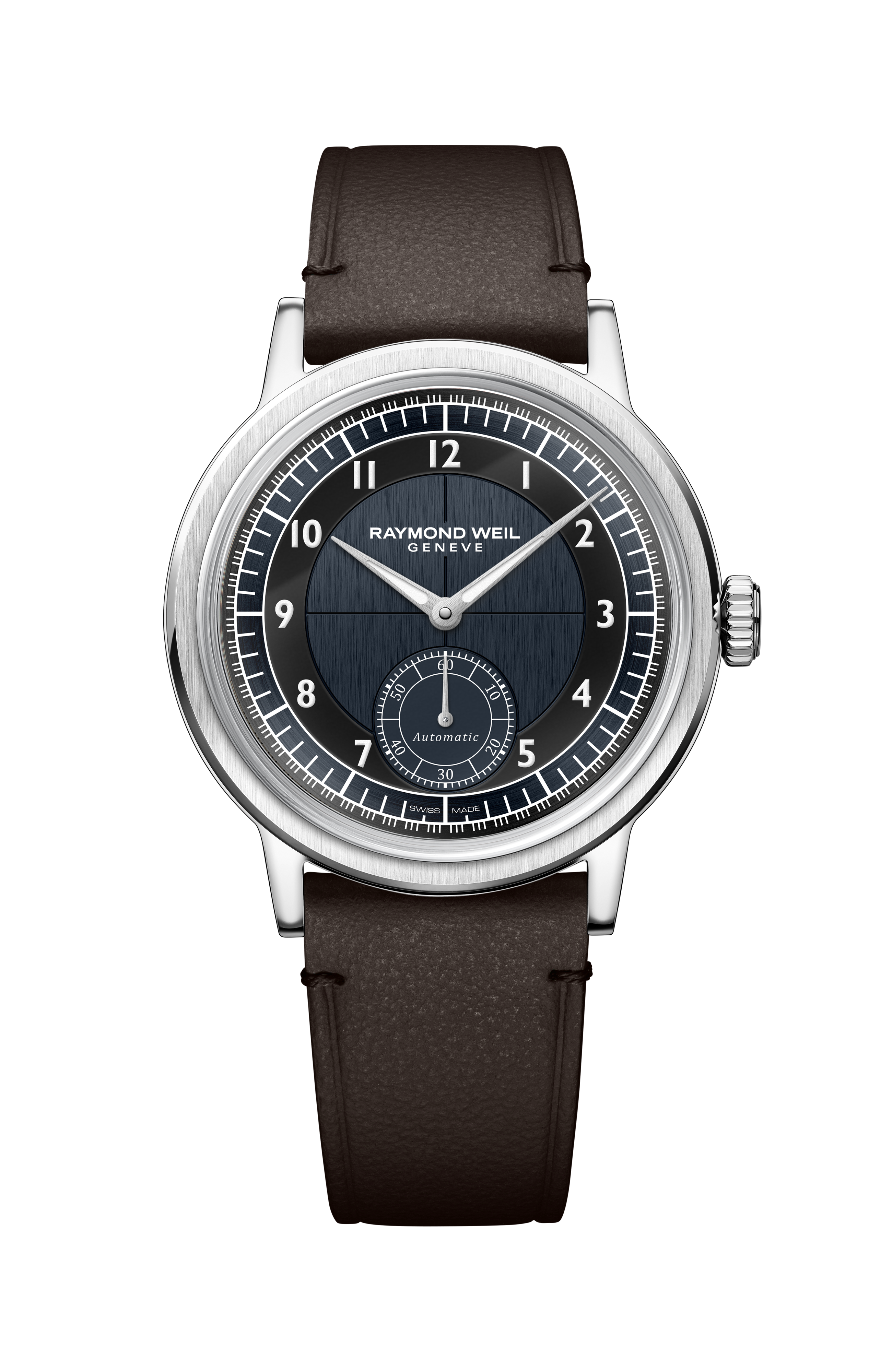 Montre Millesime automatique petite seconde cadran tuxedo bleu nuit et noir pour homme, 39 mm