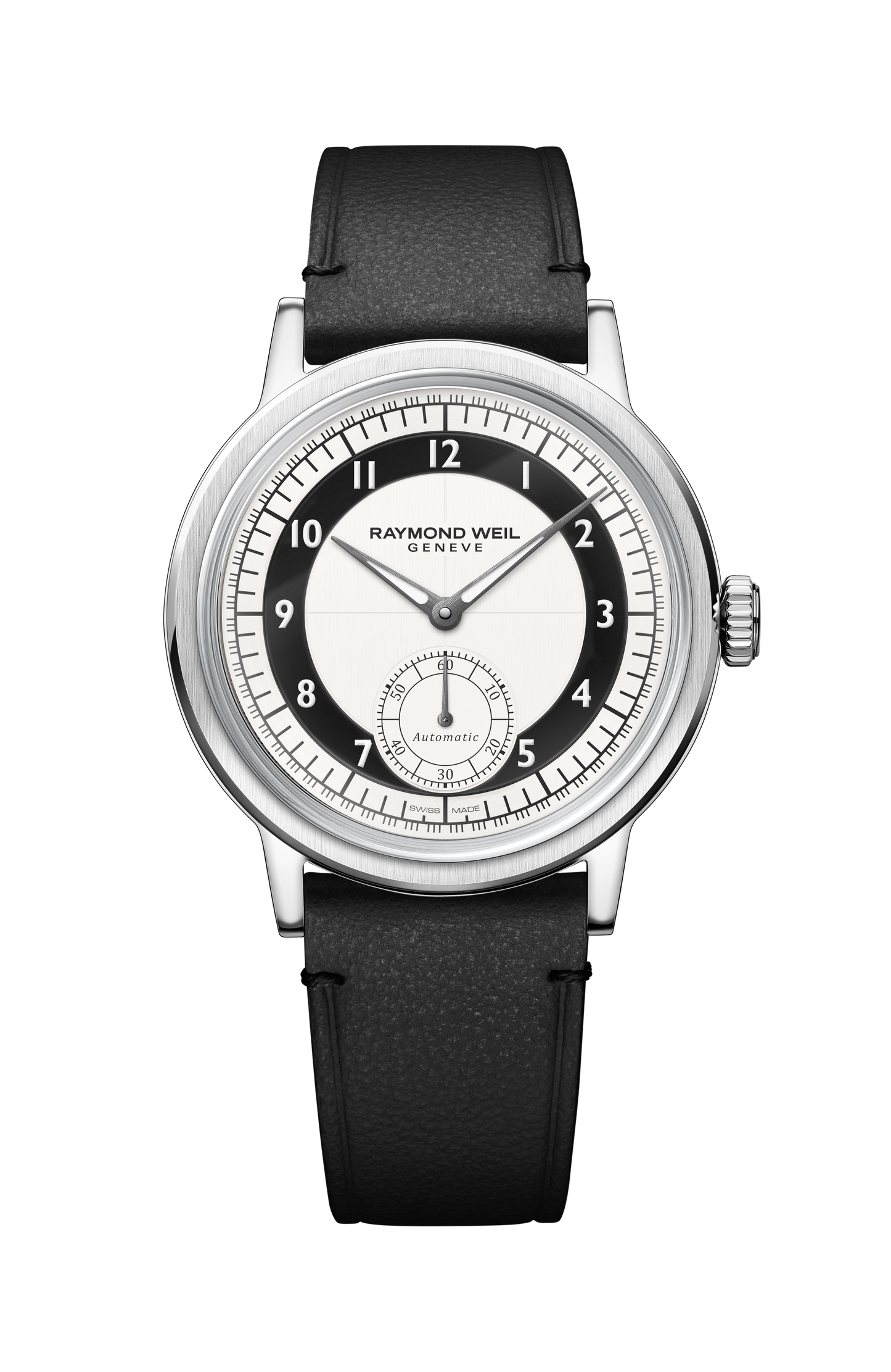 Millesime Men's Automatic Small Seconds Tuxedo Black and White Dial Watch, 39 mm