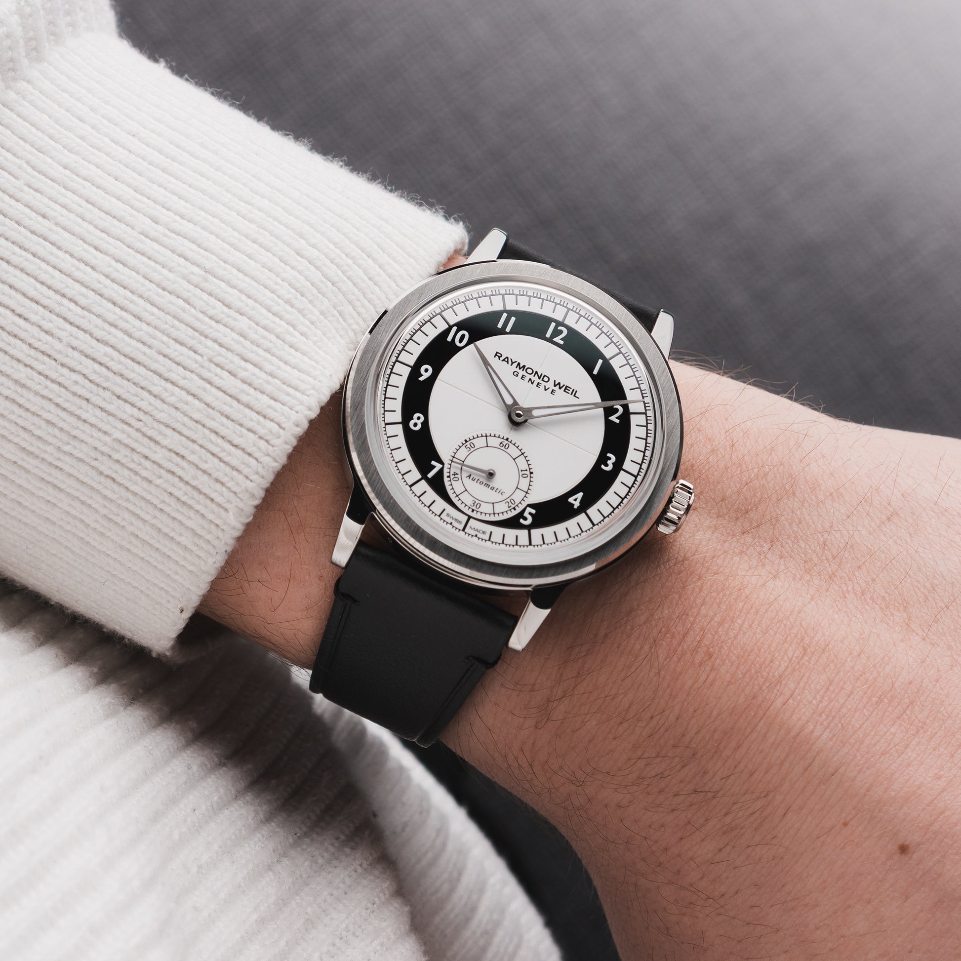 Men's Automatic Small Seconds Tuxedo Black and White Dial Watch