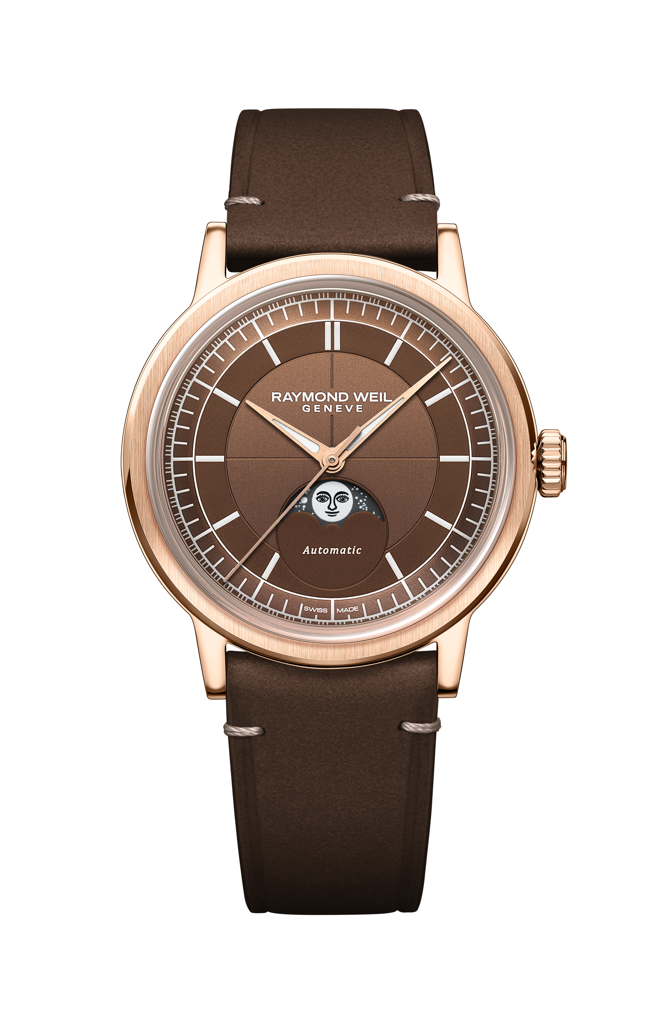 Millesime Automatic Moon Phase Brown Dial Watch, 39 mm