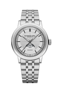 Millesime Automatic Moon Phase Silver Dial Watch, 39 mm