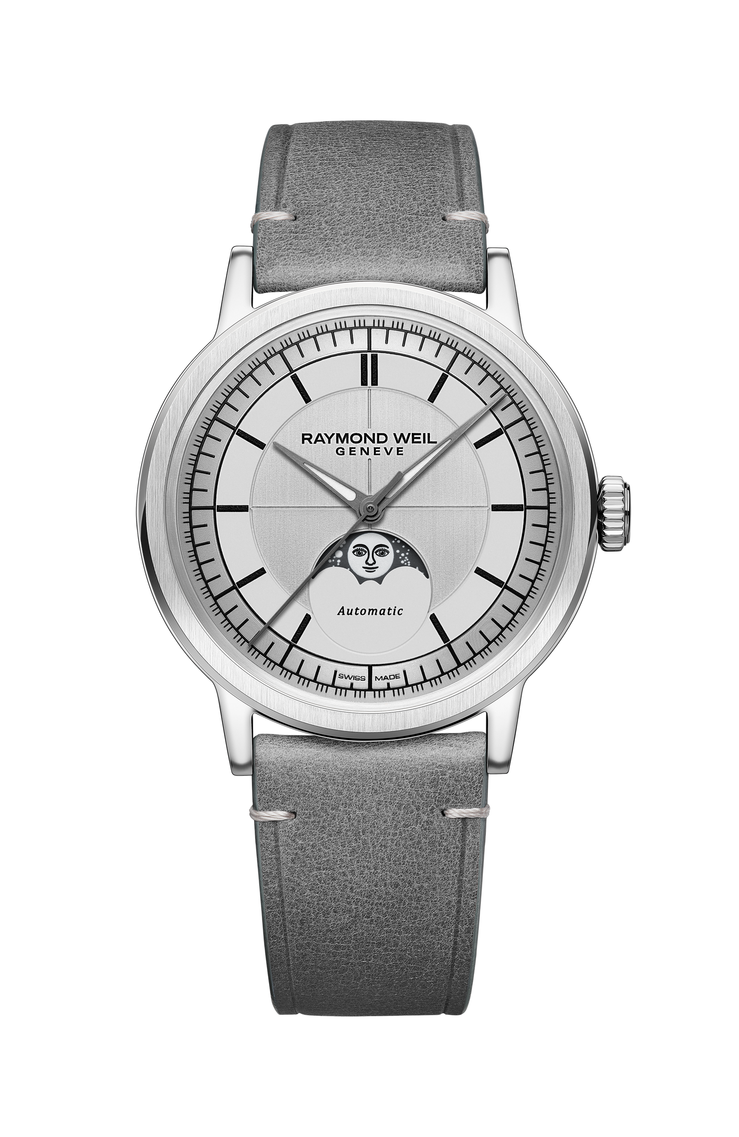 Millesime Automatic Moon Phase Silver Dial Watch, 39 mm