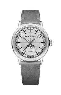 Millesime Automatic Moon Phase Silver Dial Watch, 39 mm