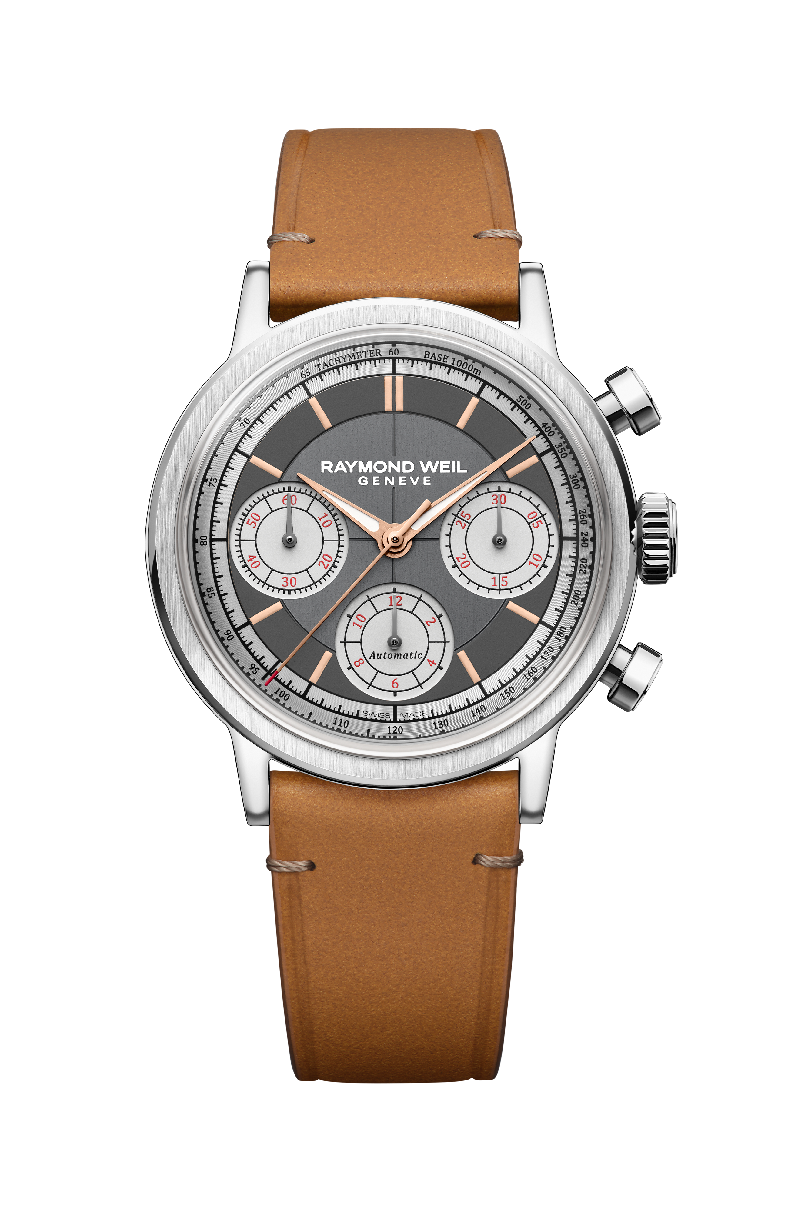 Millesime Automatic Tri-Compax Chronograph Leather Strap Watch, 39 mm