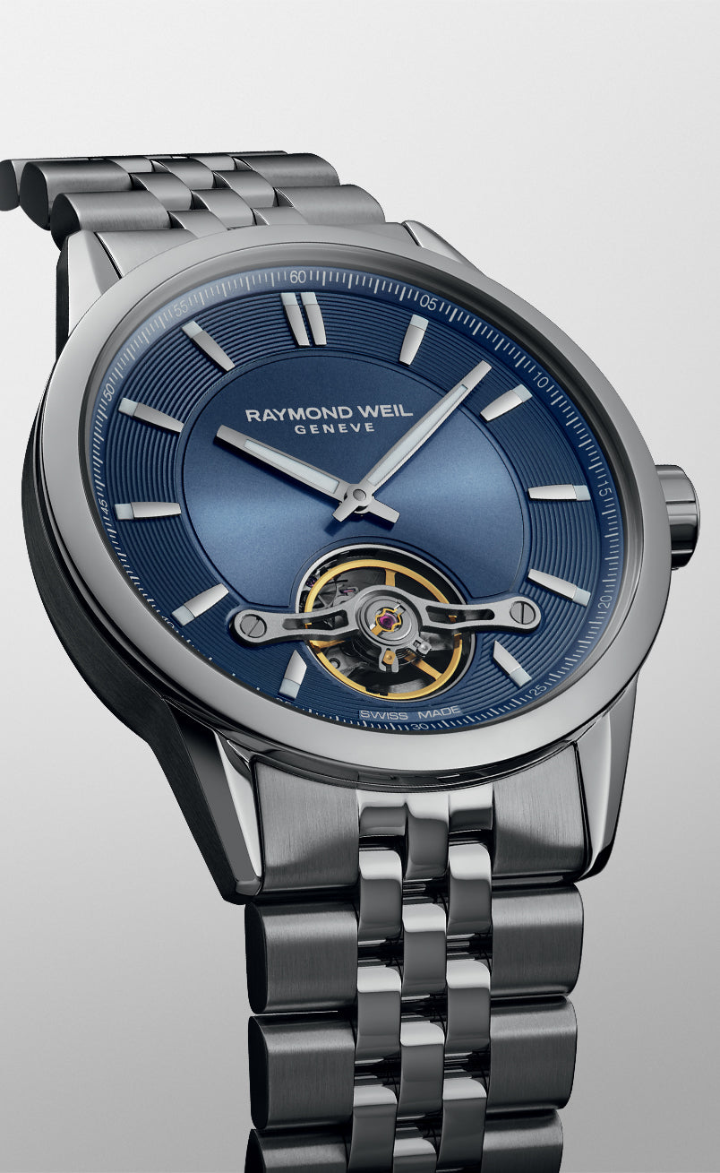 Men's Open Aperture Blue Steel Watch - Freelancer | RAYMOND WEIL