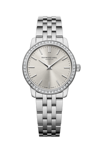Toccata Ladies Classic Diamond Stainless Steel Old Silver Dial Quartz Watch, 24 mm