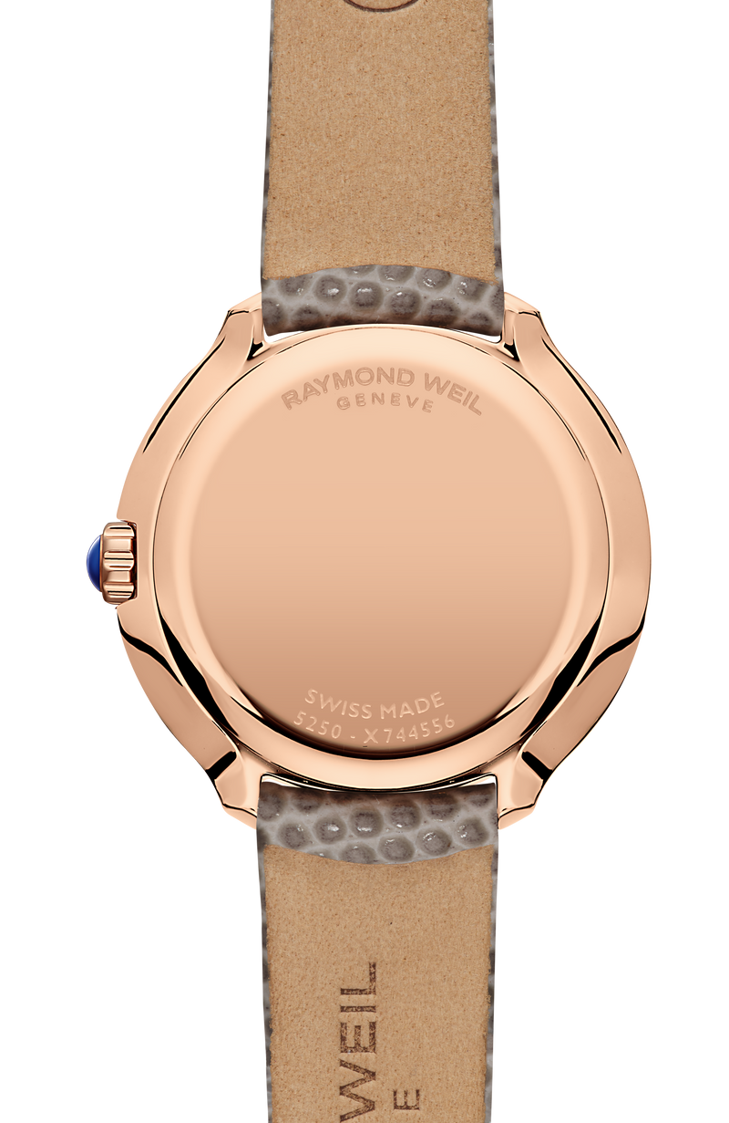 Toccata Ladies Heritage Rose Gold PVD Silver Dial Leather Quartz Watch, 28 mm