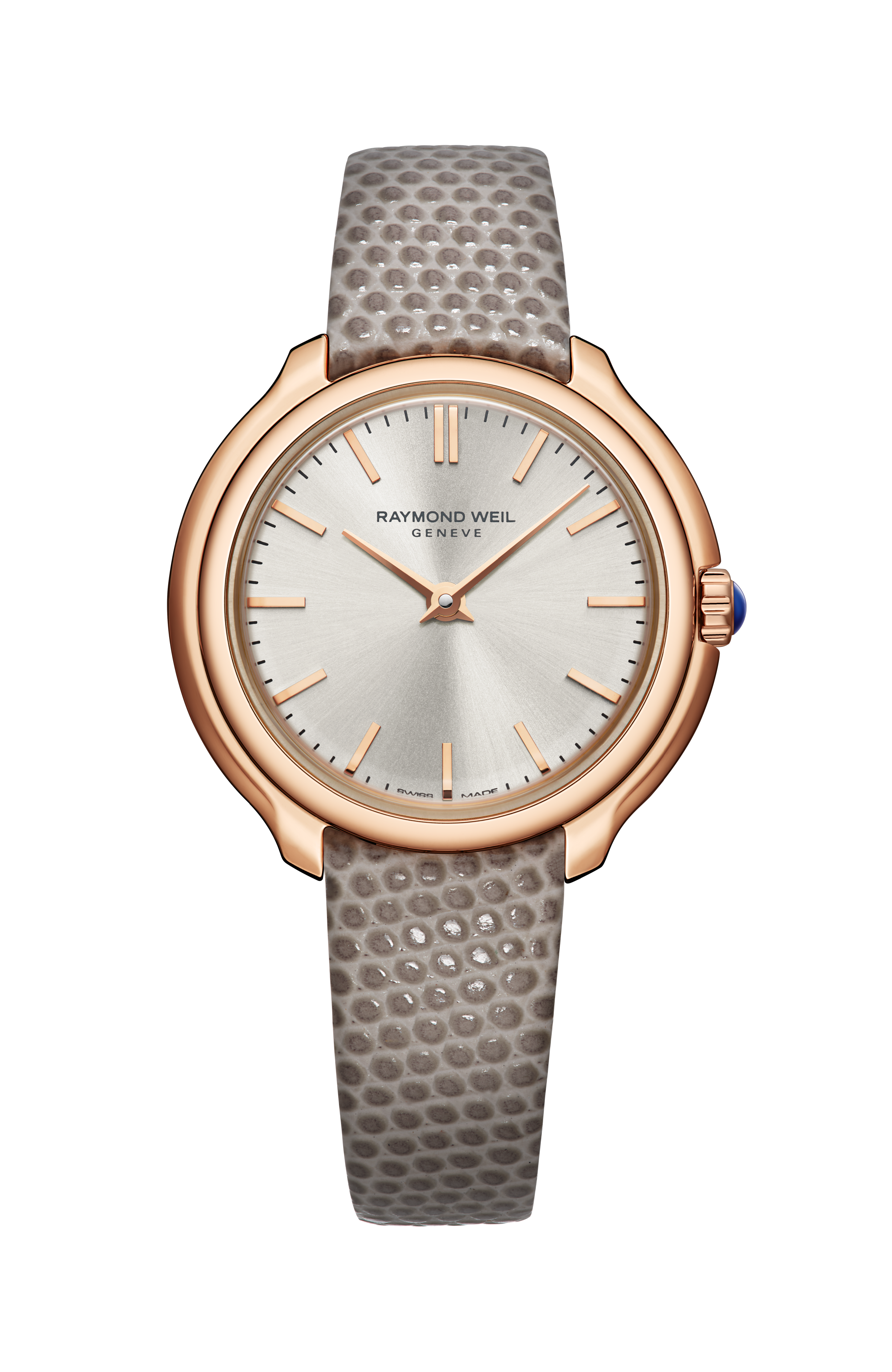 Toccata Heritage Quarzuhr für Damen mit Roségold-PVD, silberfarbenem Zifferblatt und Lederarmband, 28 mm